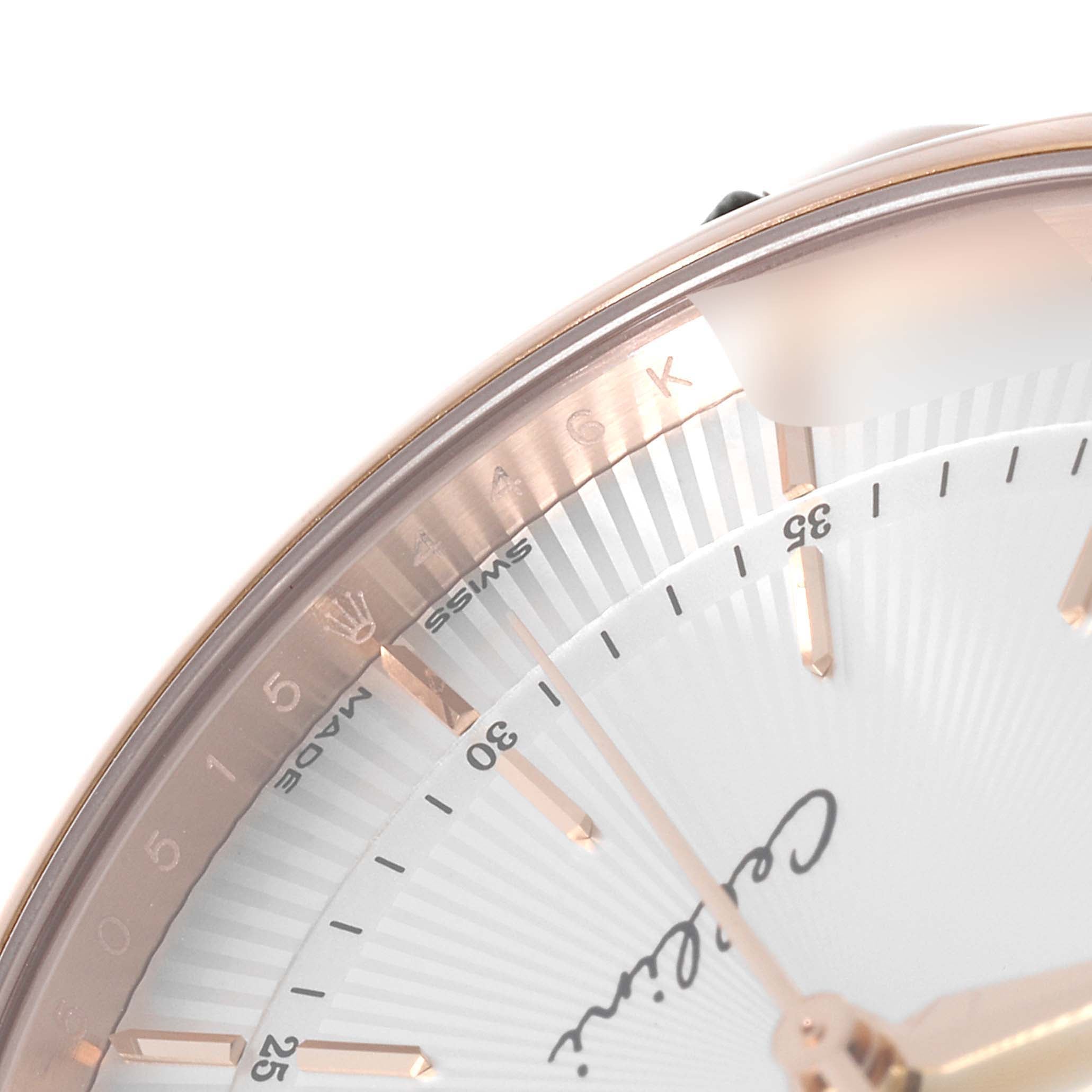 Rolex Cellini Date 18K Rose Gold Silver Dial Mens Watch 50515 Box Card