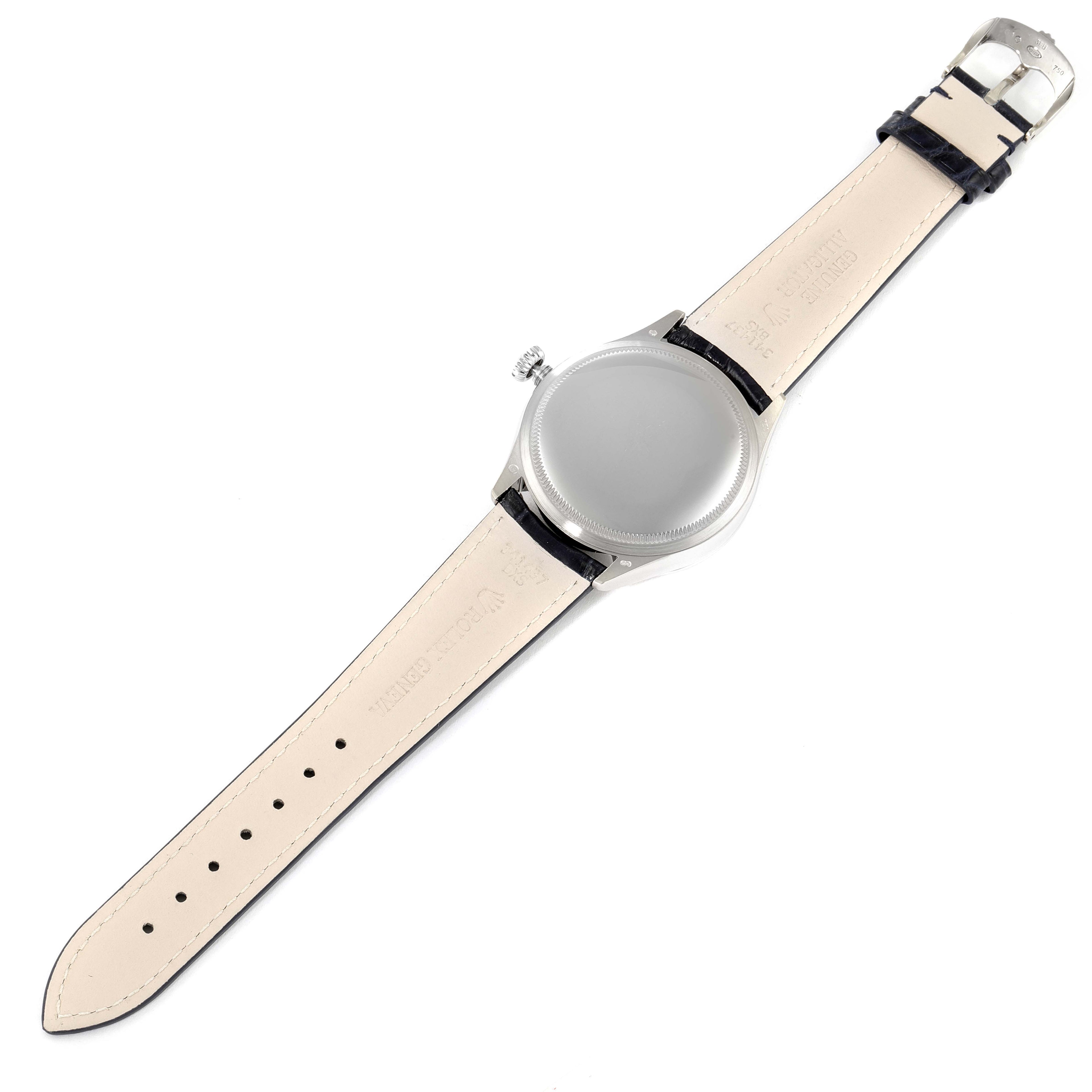 Rolex Cellini Date 18K White Gold Blue Dial Mens Watch 50519