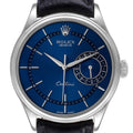 Rolex Cellini Date 18K White Gold Blue Dial Mens Watch 50519