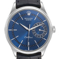 Rolex Cellini Date 18K White Gold Blue Dial Mens Watch 50519 Box Card