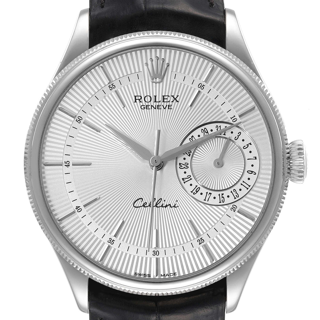 Rolex Cellini Date 18K White Gold Silver Dial Automatic Mens Watch 50519
