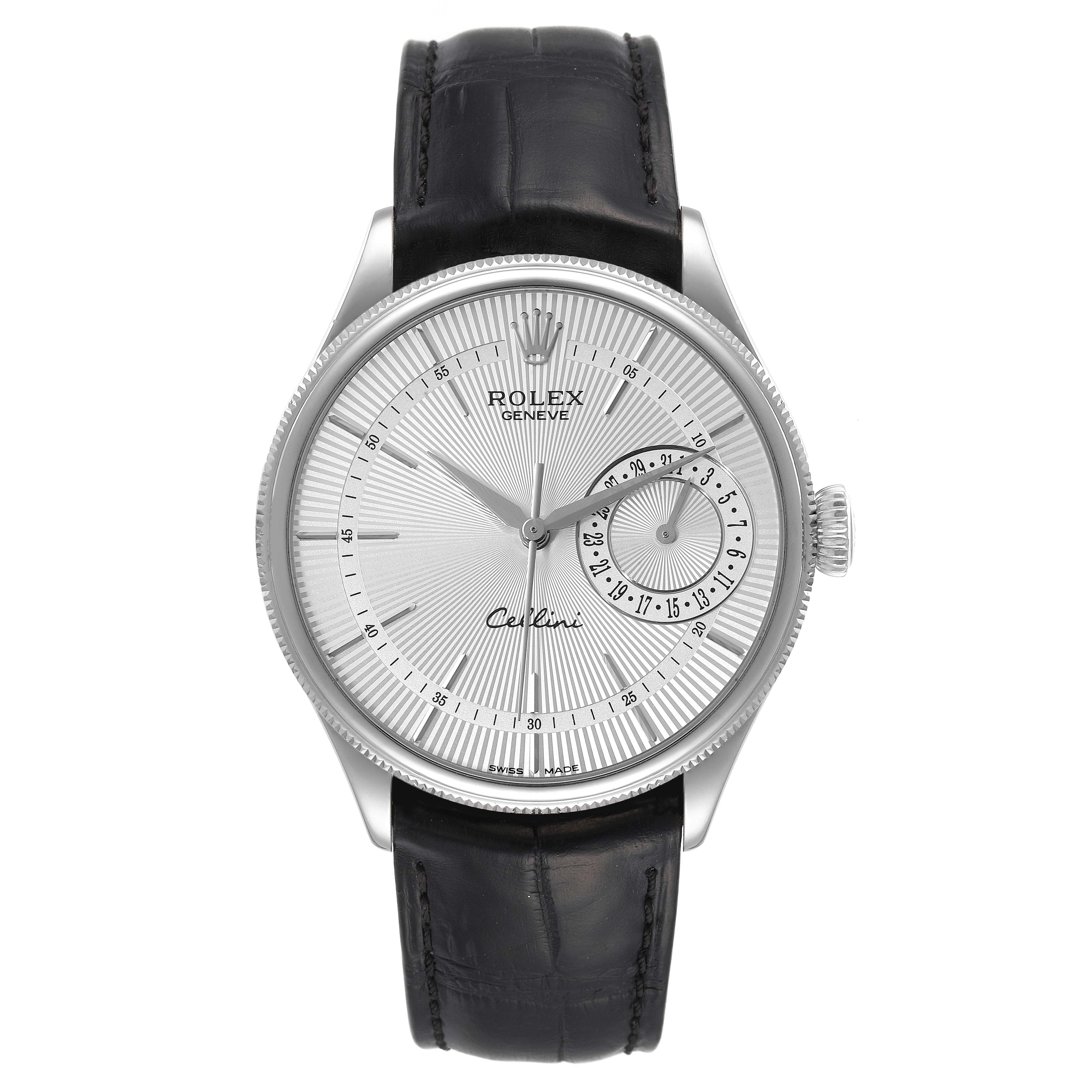 Rolex Cellini Date 18K White Gold Silver Dial Automatic Mens Watch 50519