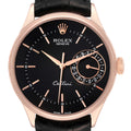 Rolex Cellini Date Everose Gold Black Dial Automatic Mens Watch 50515 Box Card