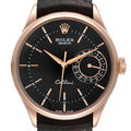 Rolex Cellini Date Rose Gold Black Dial Automatic Watch 50515 Card