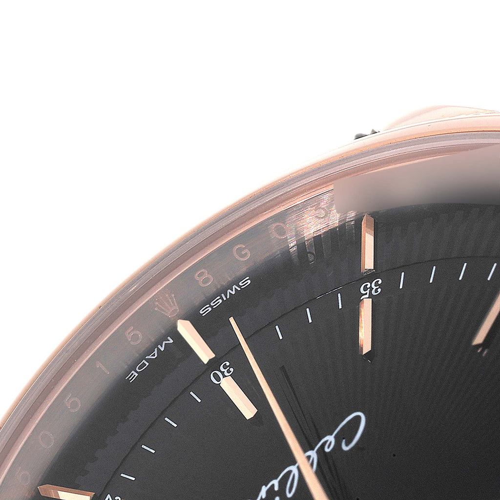 Rolex Cellini Date Rose Gold Black Dial Automatic Watch 50515 Card