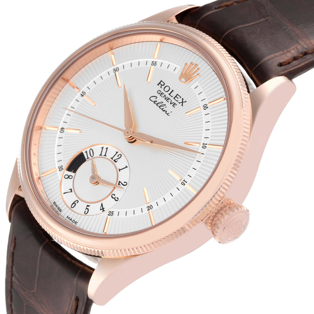 Rolex Cellini Dual Time Everose Rose Gold Automatic Mens Watch 50525 Box Card