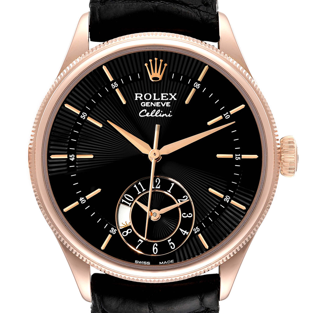 Rolex Cellini Dual Time Everose Rose Gold Mens Watch 50525