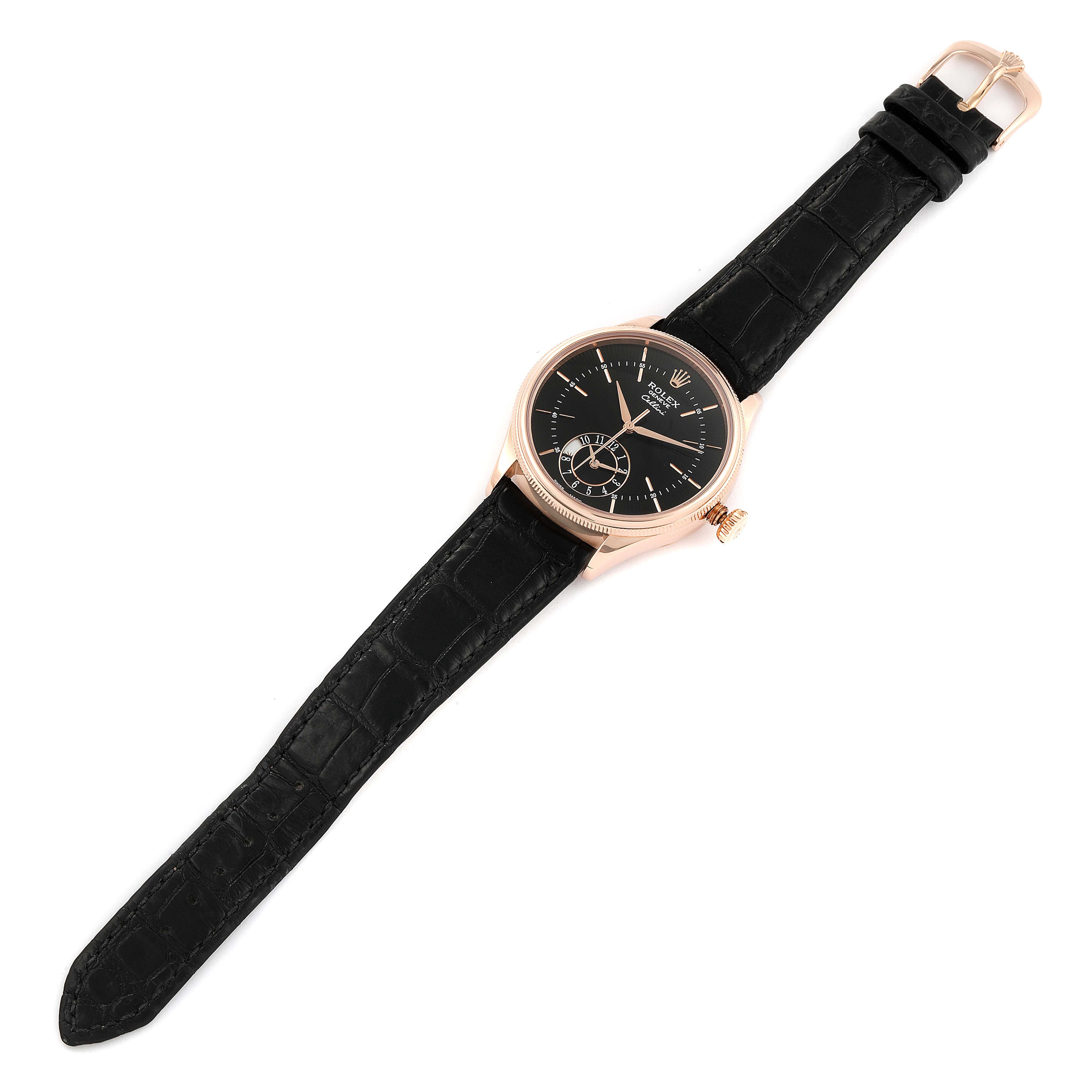 Rolex Cellini Dual Time Everose Rose Gold Mens Watch 50525