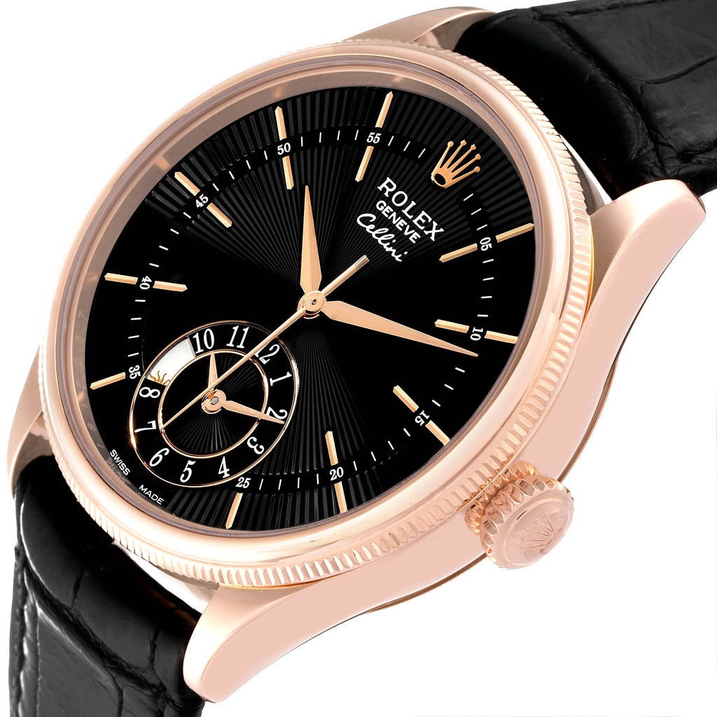 Rolex Cellini Dual Time Everose Rose Gold Mens Watch 50525