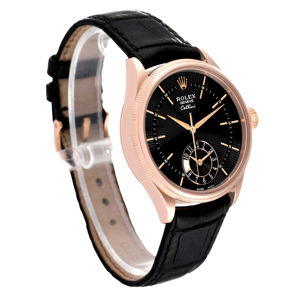 Rolex Cellini Dual Time Everose Rose Gold Mens Watch 50525