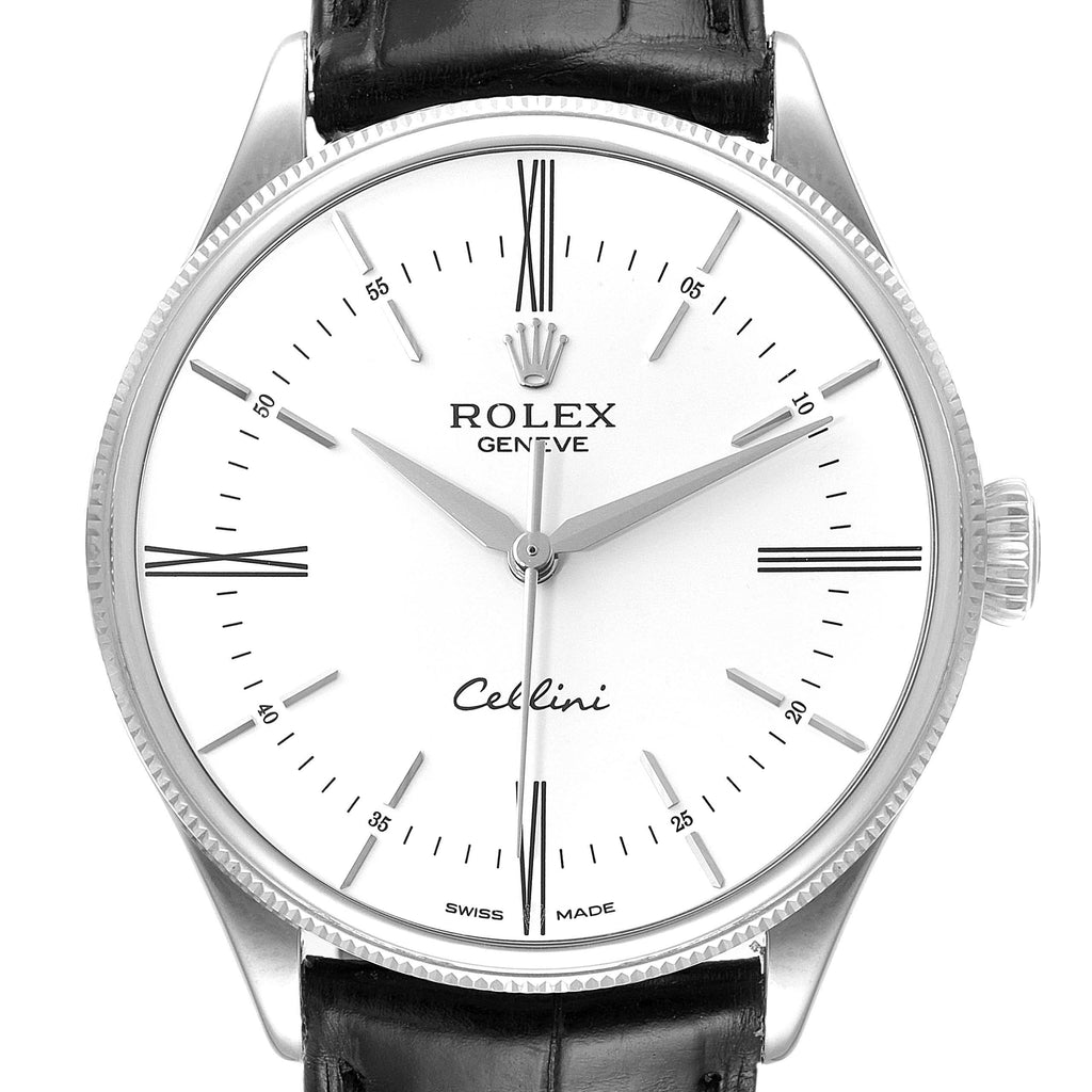 Rolex Cellini Dual Time White Gold Automatic Mens Watch 50509 Box Card