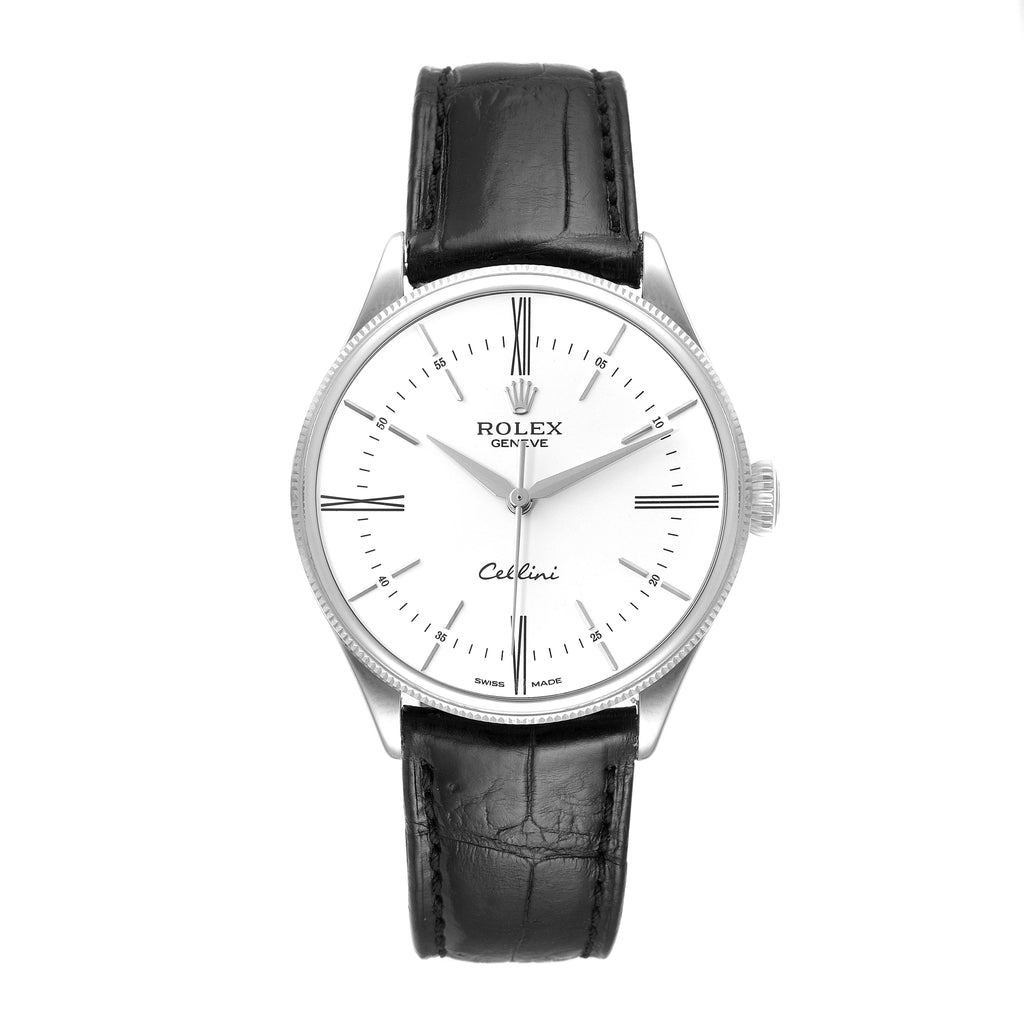 Rolex Cellini Dual Time White Gold Automatic Mens Watch 50509 Box Card