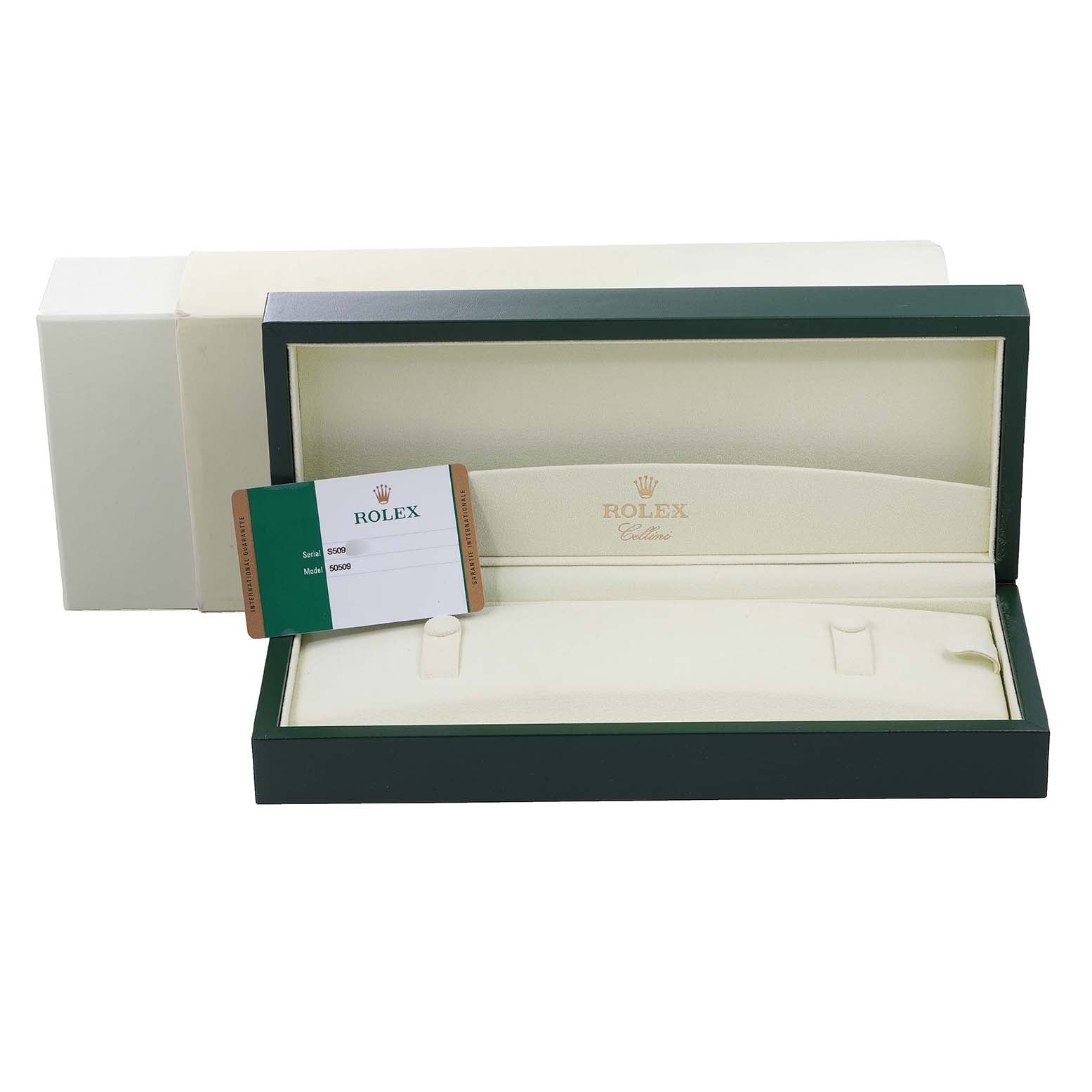 Rolex Cellini Dual Time White Gold Automatic Mens Watch 50509 Box Card