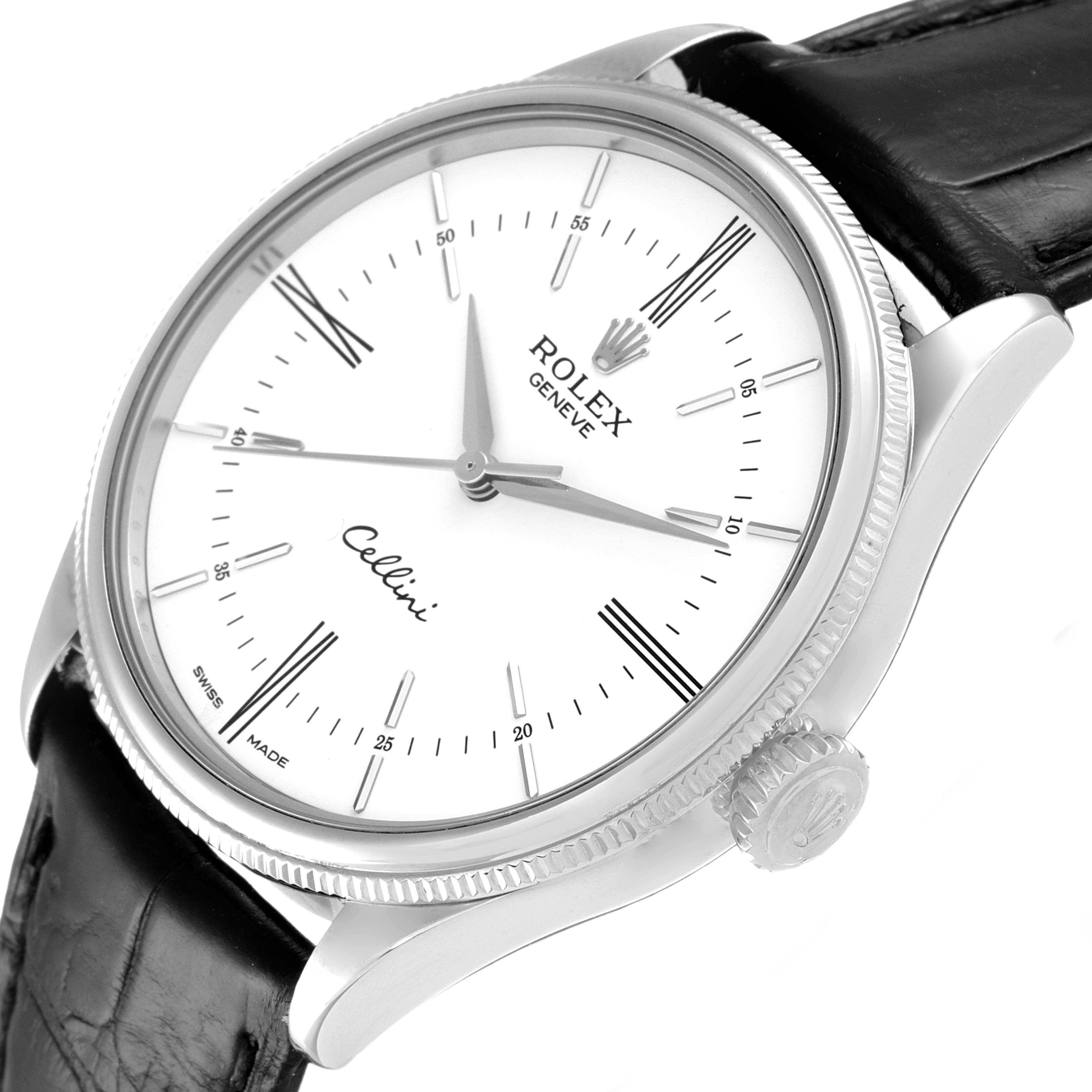 Rolex Cellini Dual Time White Gold Automatic Mens Watch 50509 Box Card