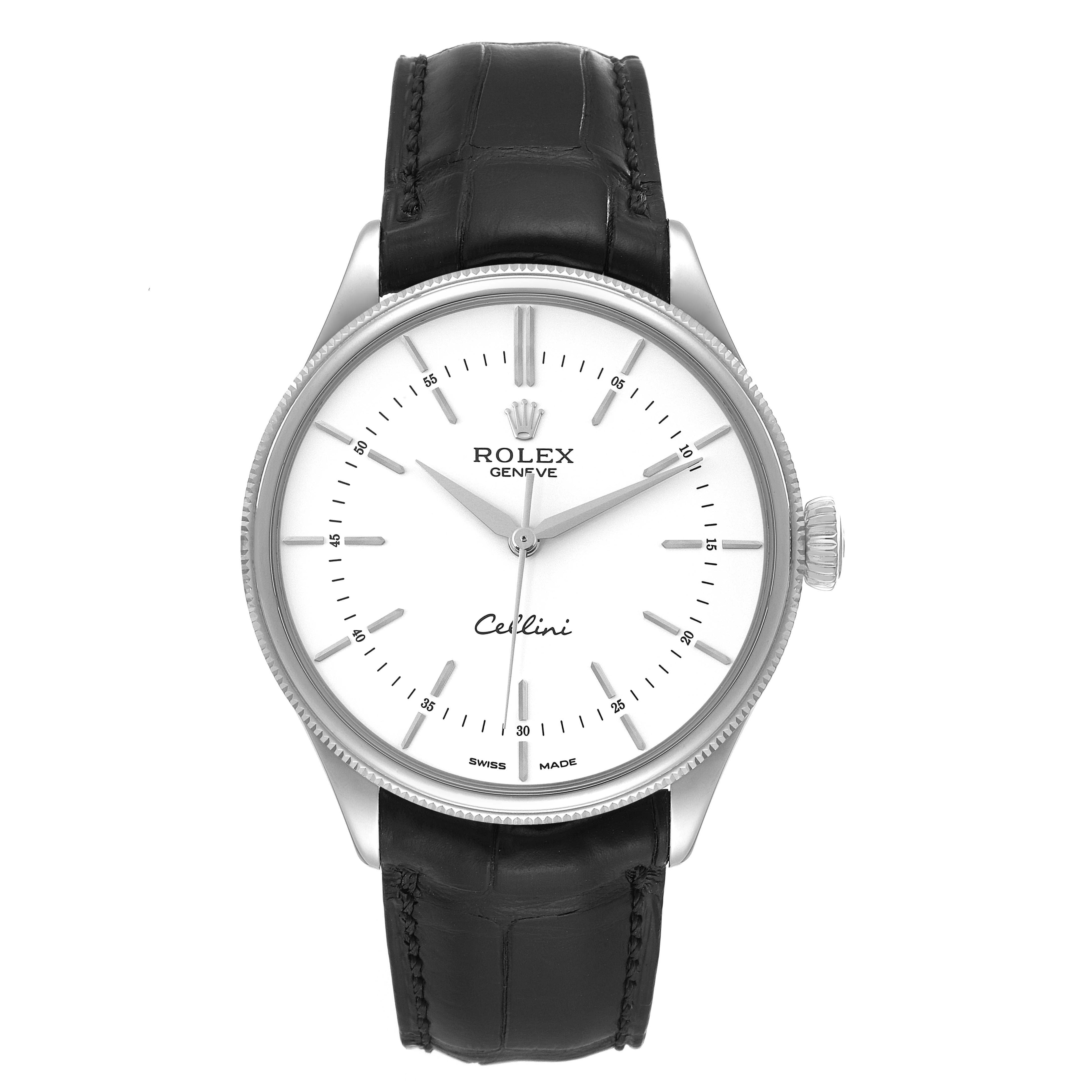 Rolex Cellini  Time White Gold Automatic Mens Watch 50509 Box Card