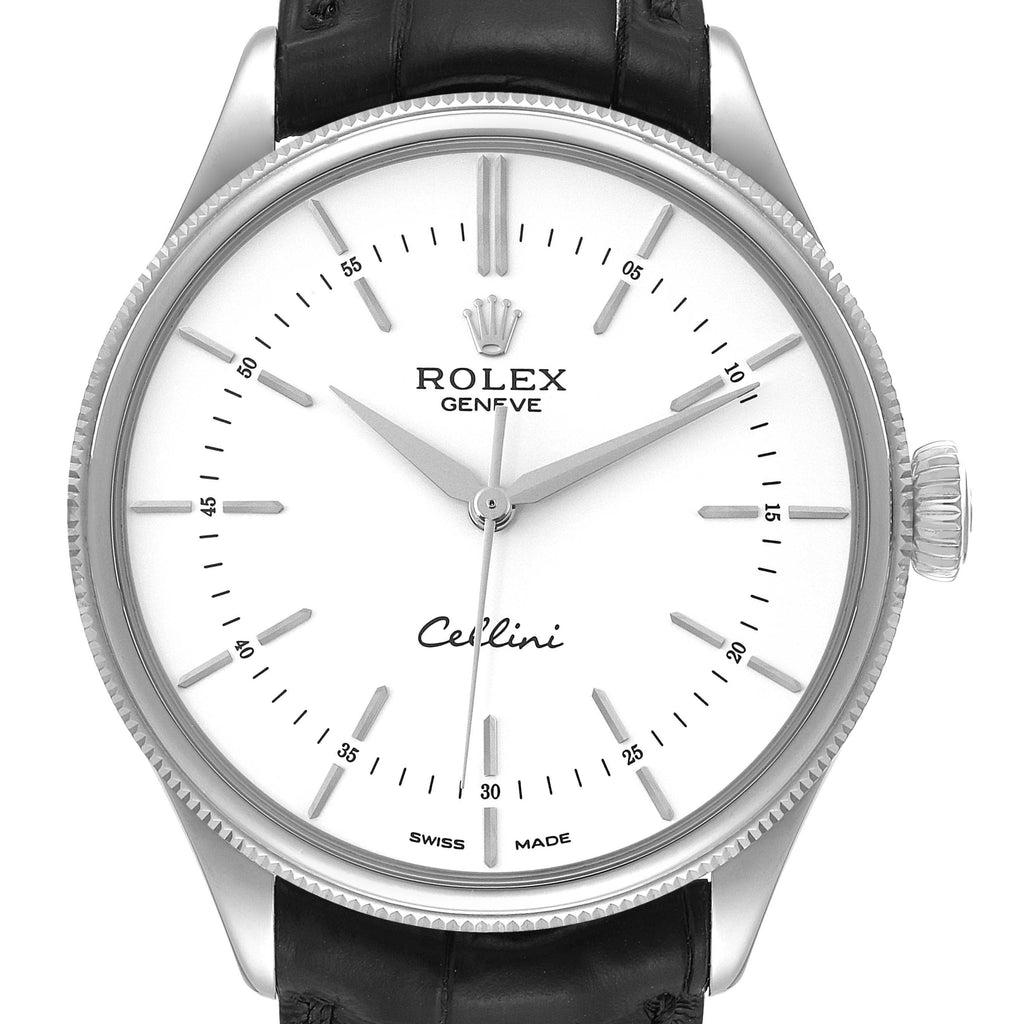 Rolex Cellini  Time White Gold Automatic Mens Watch 50509 Box Card