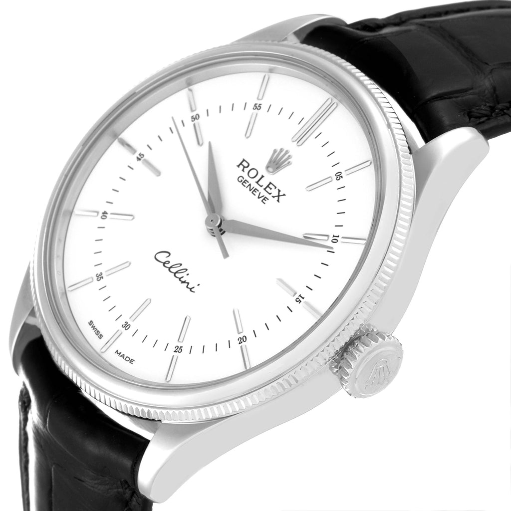 Rolex Cellini  Time White Gold Automatic Mens Watch 50509 Box Card