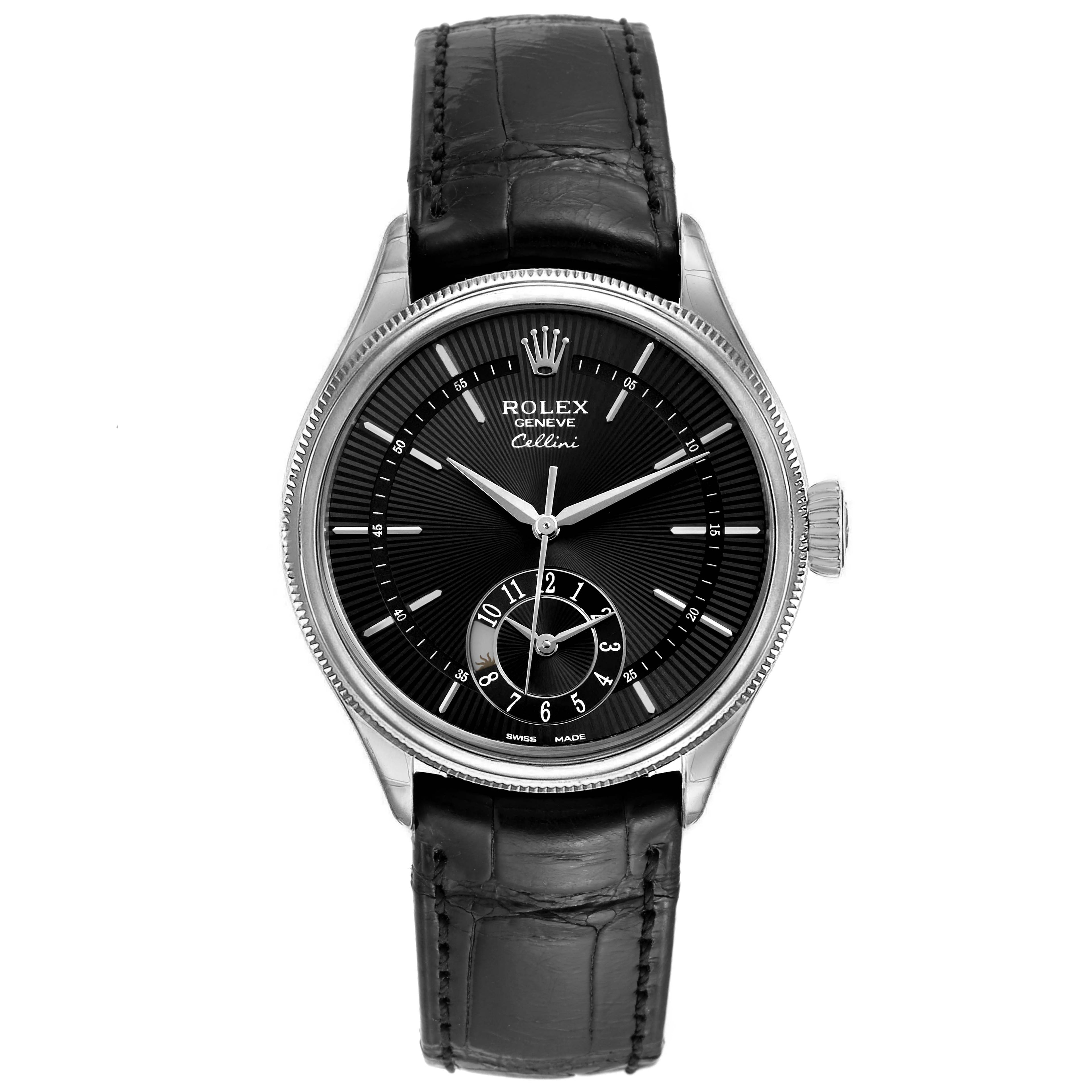 Rolex Cellini Dual Time White Gold Automatic Mens Watch 50529 Unworn