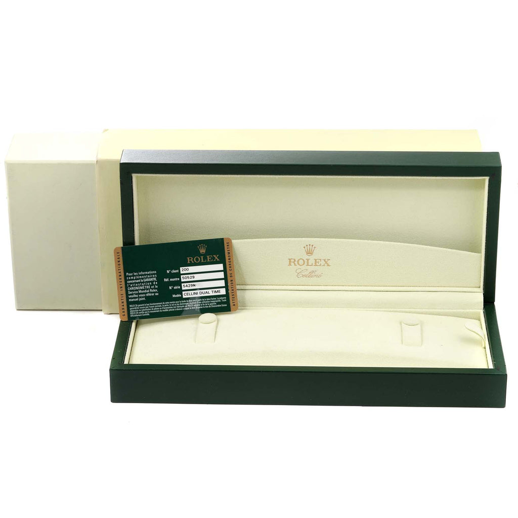 Rolex Cellini Dual Time White Gold Automatic Mens Watch 50529 Unworn