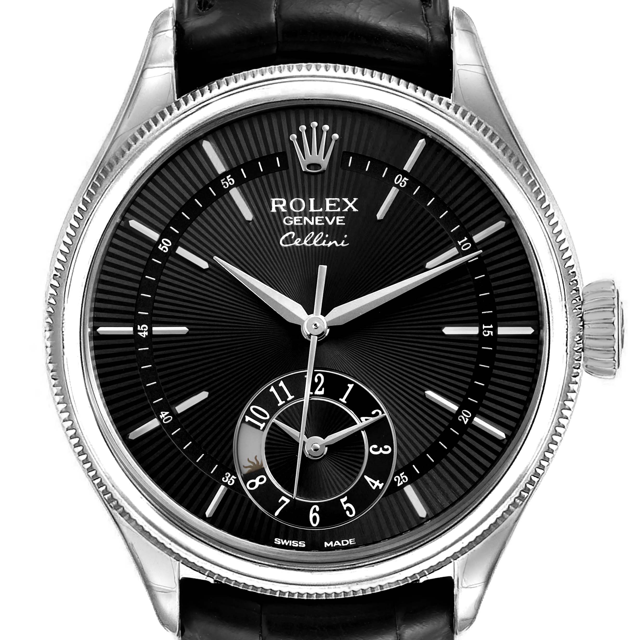 Rolex Cellini Dual Time White Gold Automatic Mens Watch 50529 Unworn