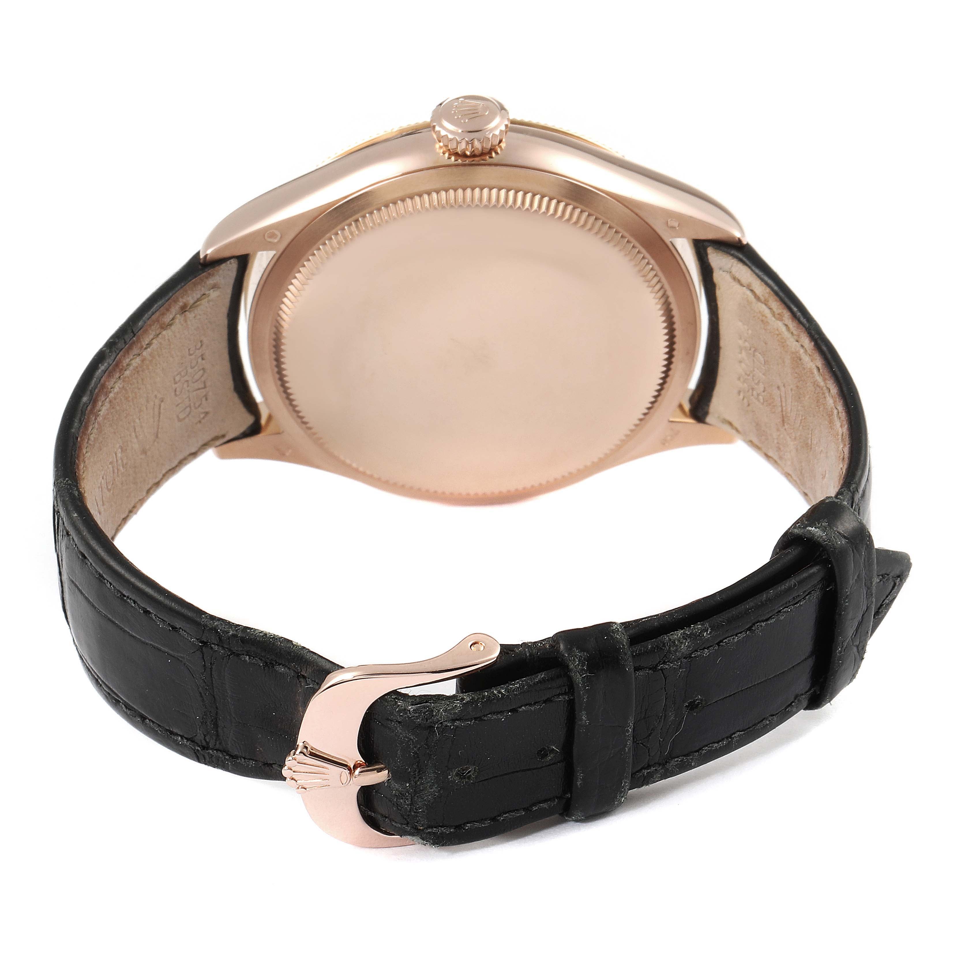 Rolex Cellini Rose Gold Diamond Automatic Mens Watch 50705