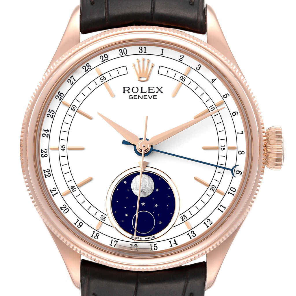 Rolex Cellini Moonphase Everose Gold White Dial Automatic Mens Watch 50535