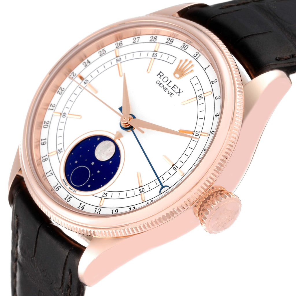 Rolex Cellini Moonphase Everose Gold White Dial Automatic Mens Watch 50535
