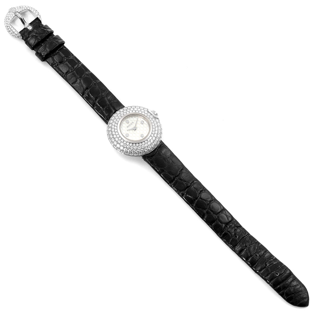 Rolex Cellini Orchid White Gold Diamond Ladies Watch 6201