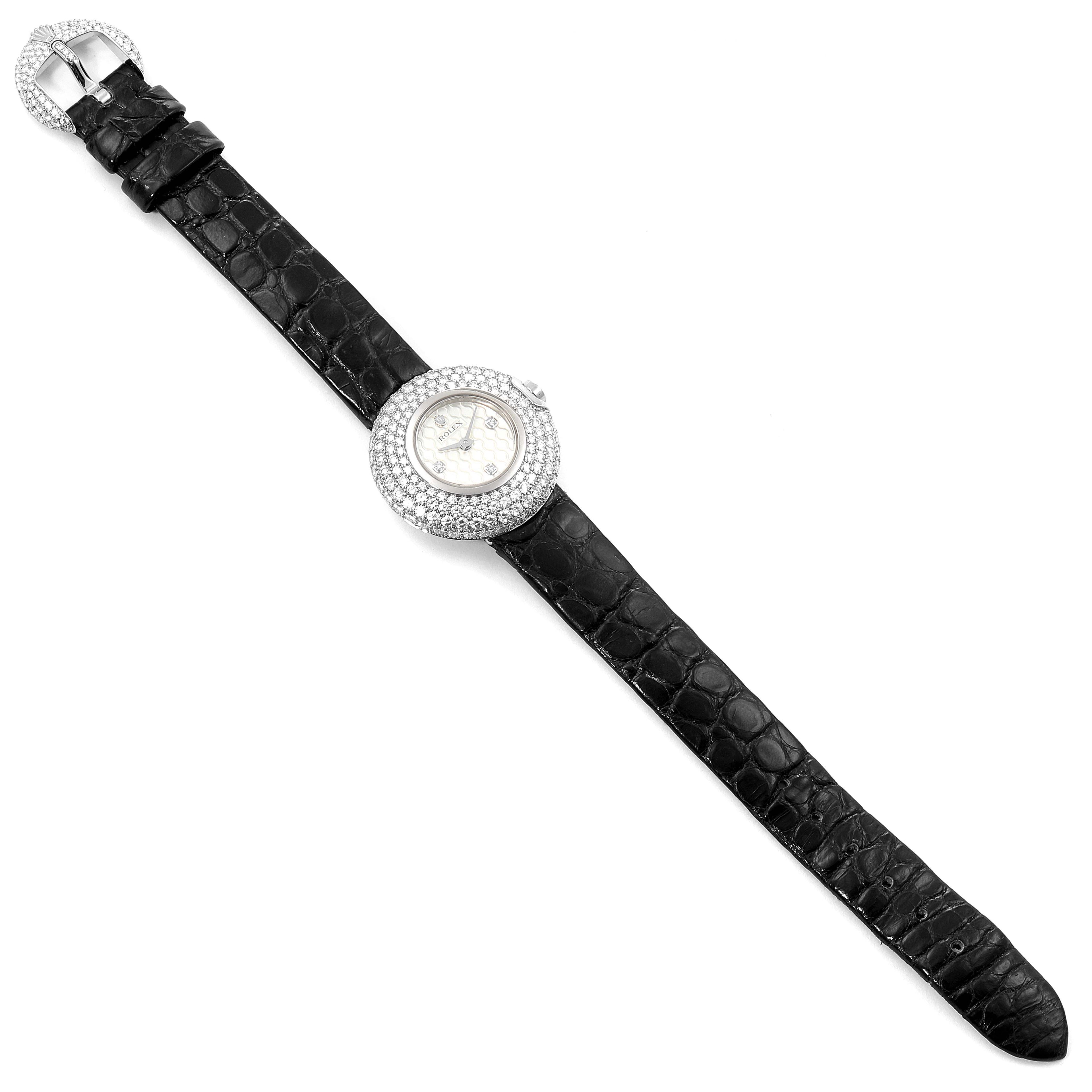 Rolex Cellini Orchid White Gold Diamond Ladies Watch 6201