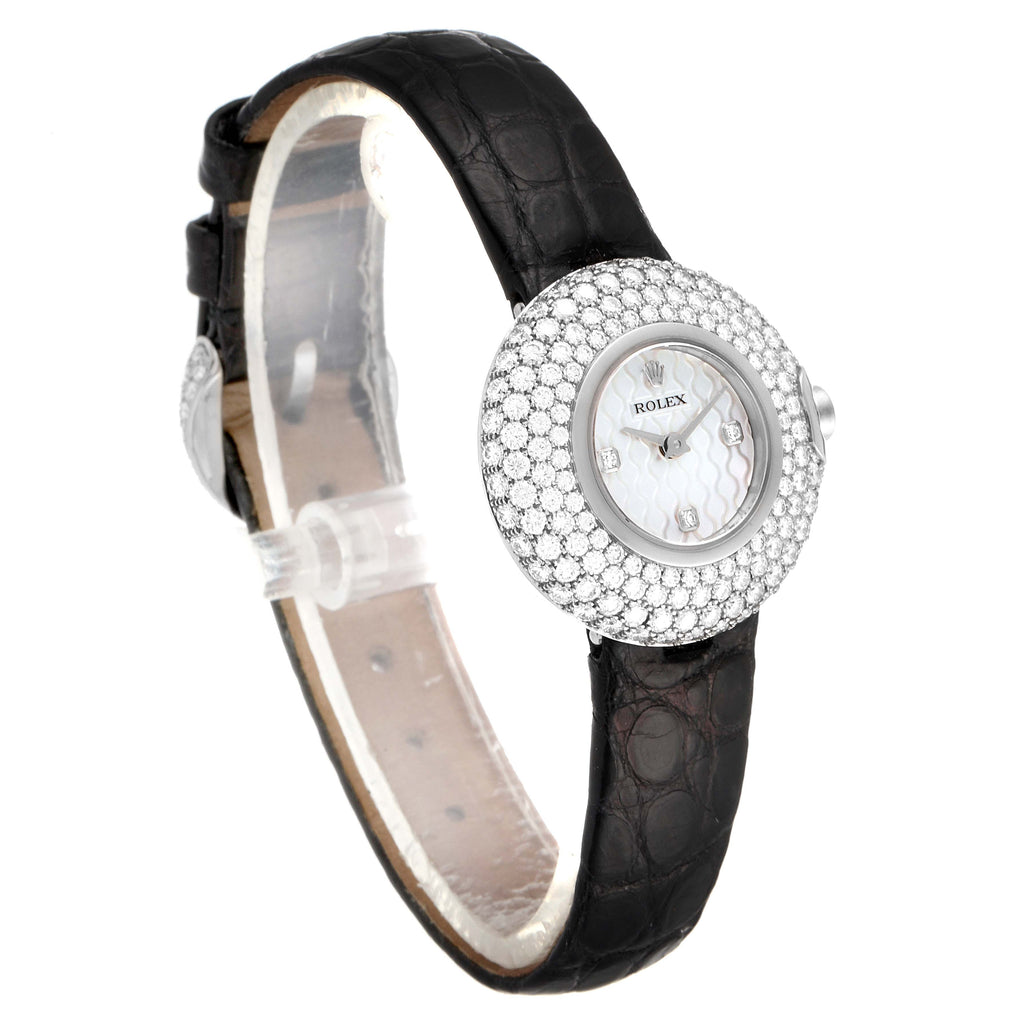 Rolex Cellini Orchid White Gold Diamond Ladies Watch 6201