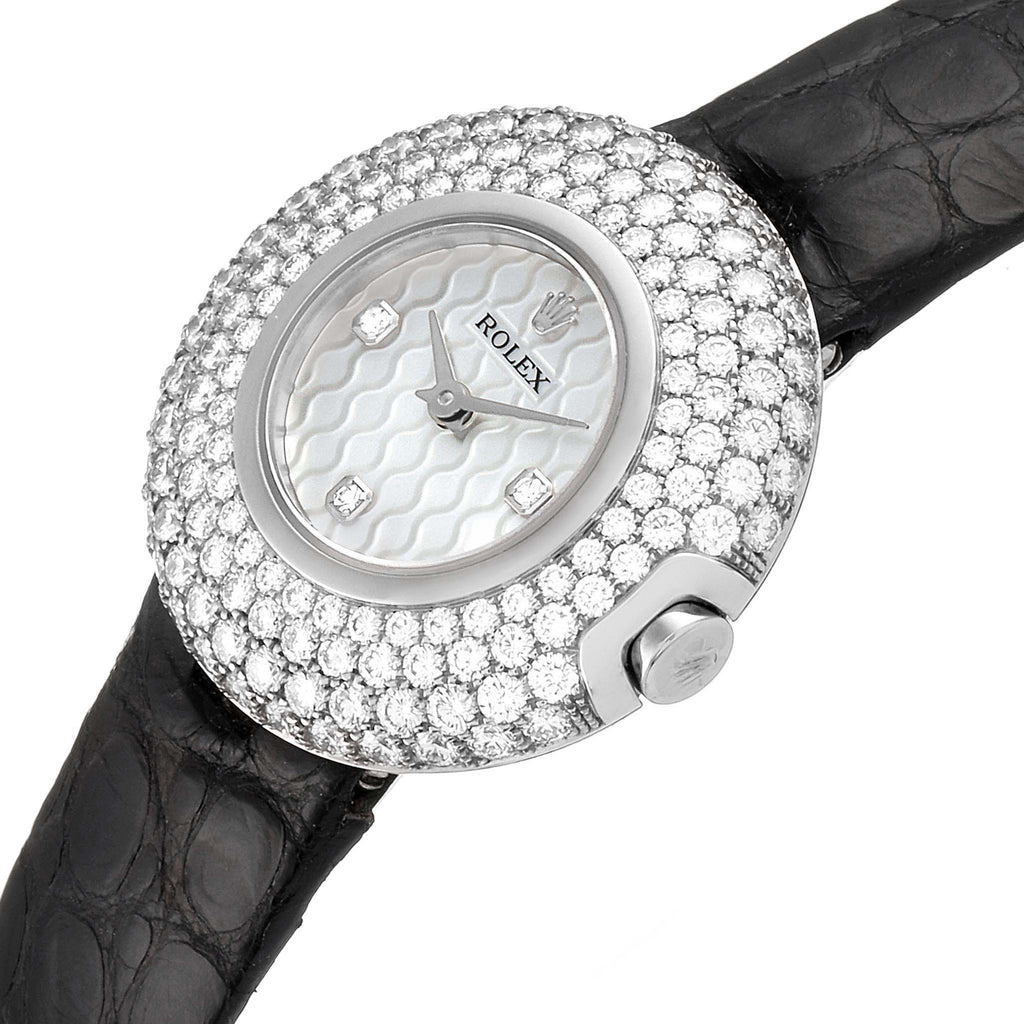 Rolex Cellini Orchid White Gold Diamond Ladies Watch 6201
