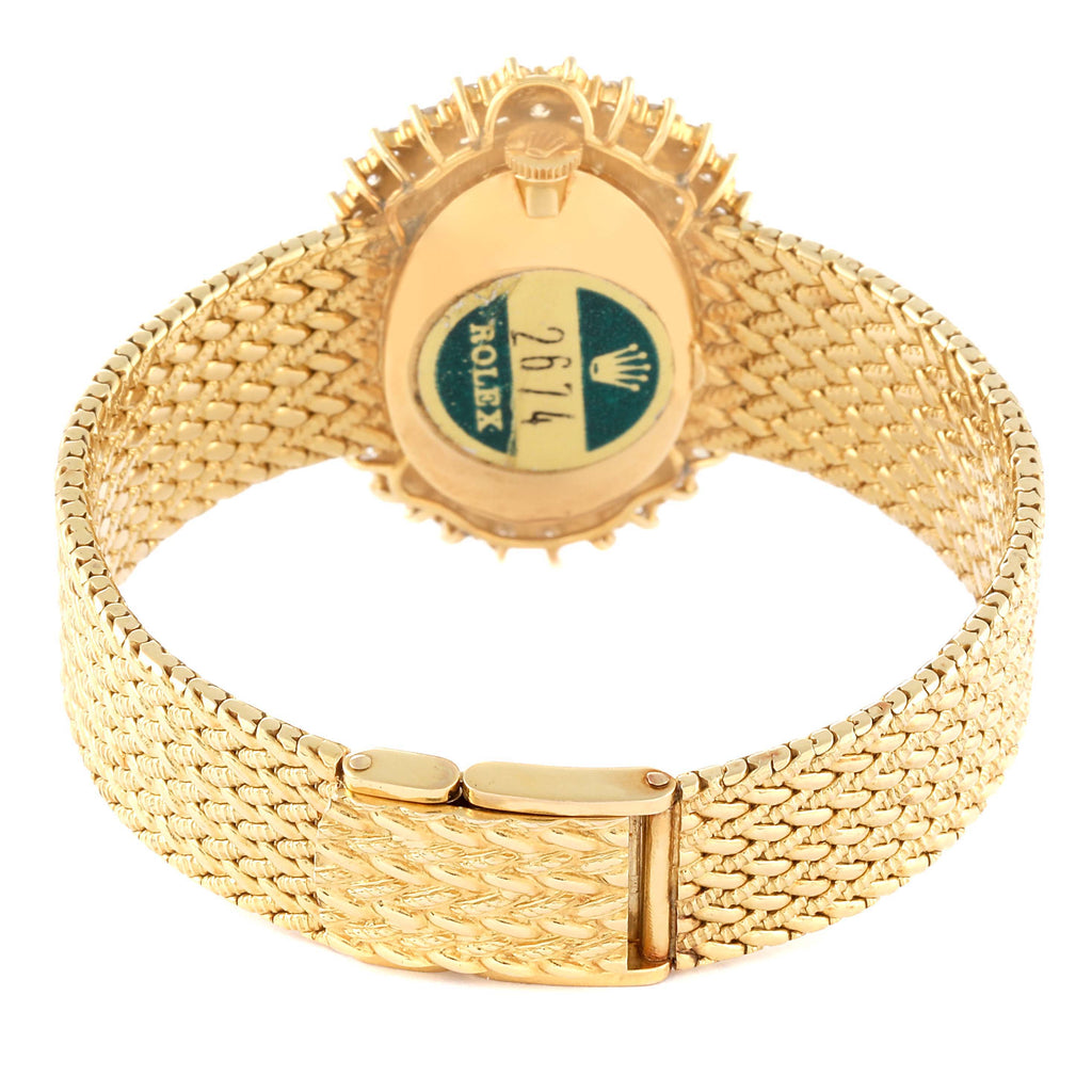 Rolex Cellini Orchid Yellow Gold Diamond Ladies Cocktail Watch 2674
