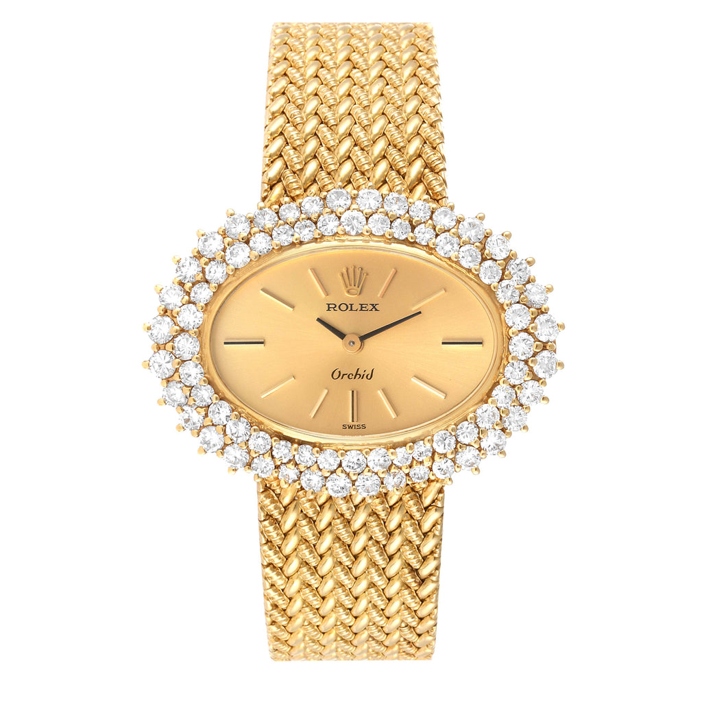 Rolex Cellini Orchid Yellow Gold Diamond Ladies Cocktail Watch 2674
