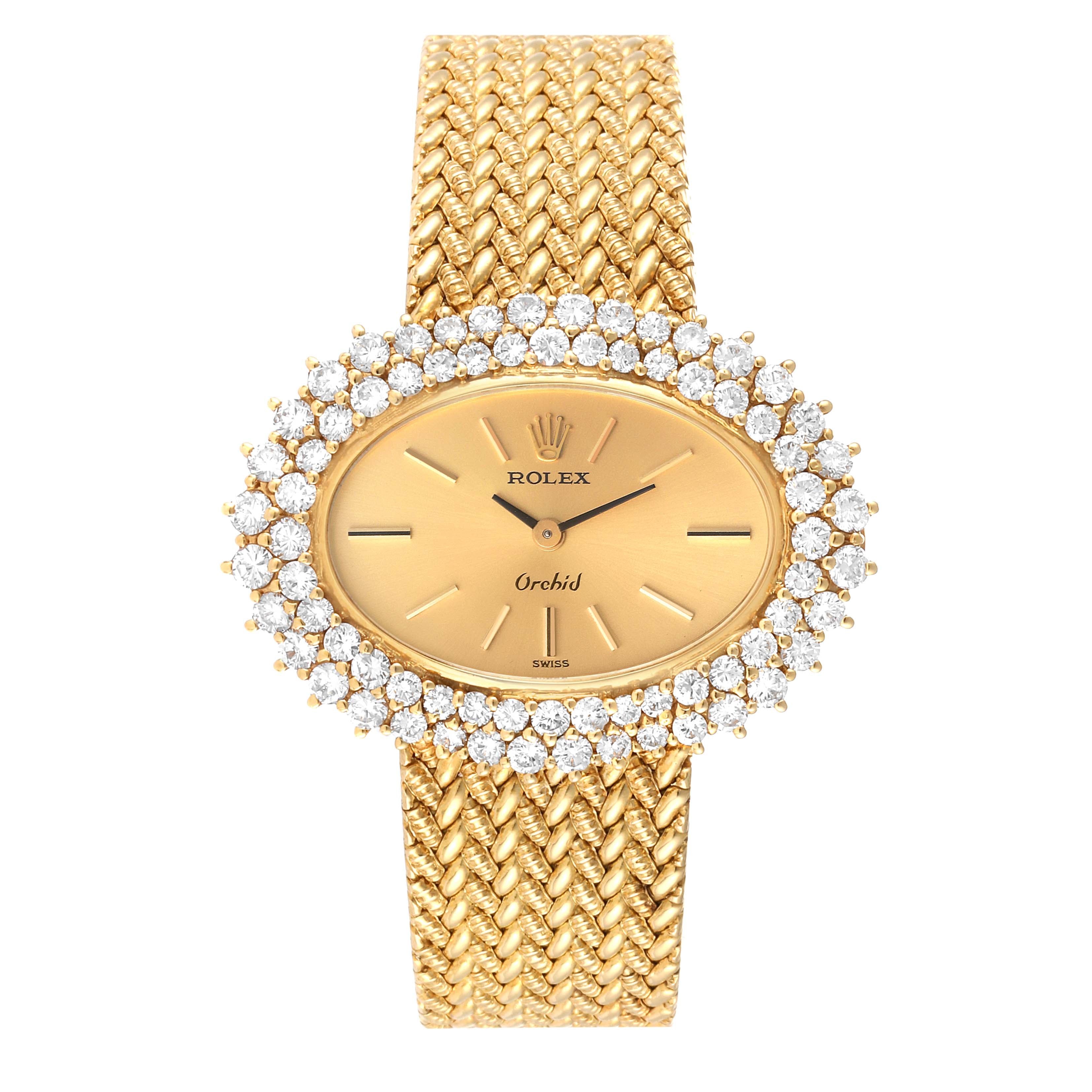 Rolex Cellini Orchid Yellow Gold Diamond Ladies Cocktail Watch 2674