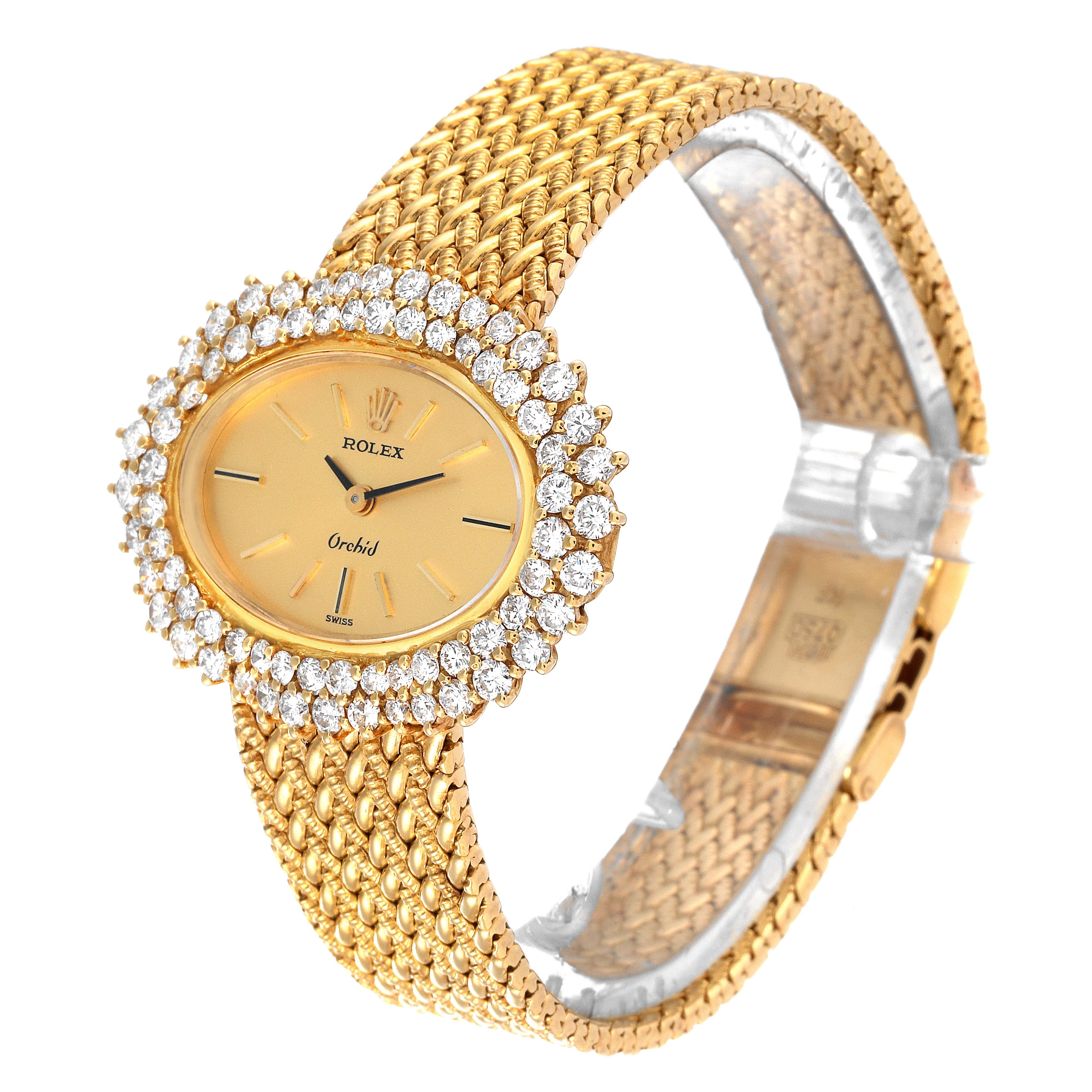 Rolex Cellini Orchid Yellow Gold Diamond Ladies Cocktail Watch 2674
