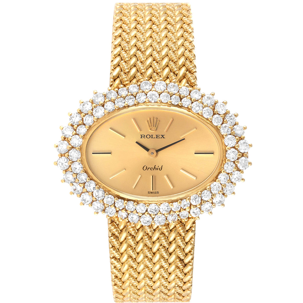 Rolex Cellini Orchid Yellow Gold Diamond Ladies Cocktail Watch 2674