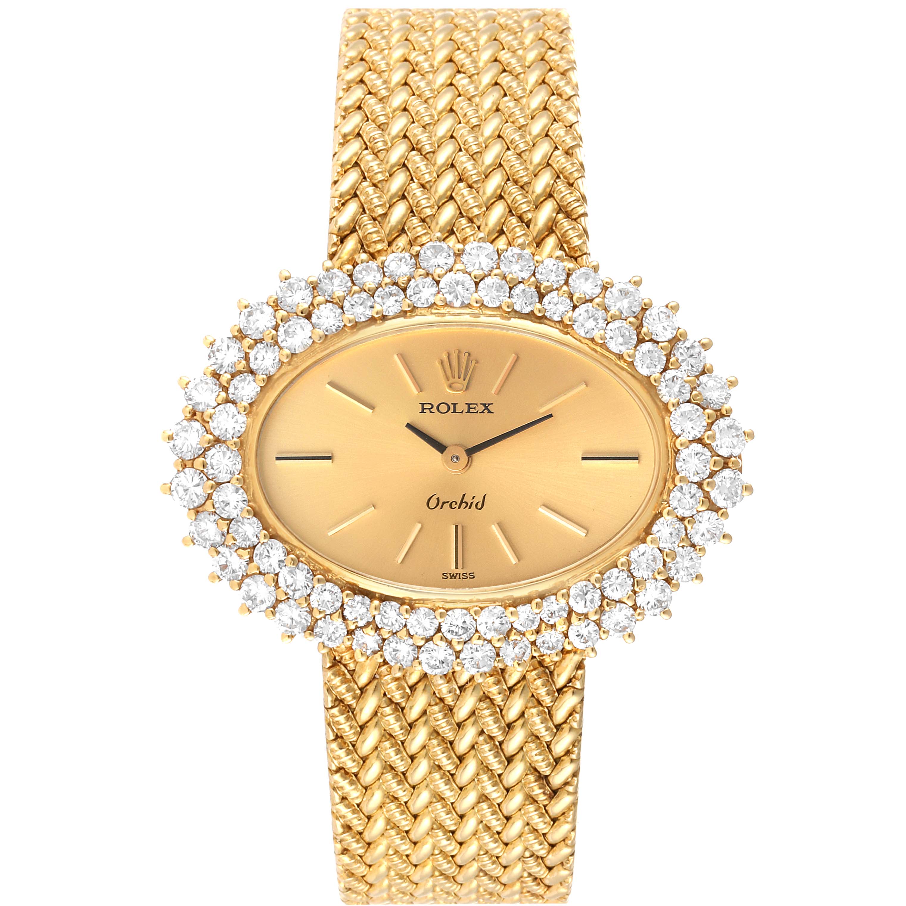 Rolex Cellini Orchid Yellow Gold Diamond Ladies Cocktail Watch 2674