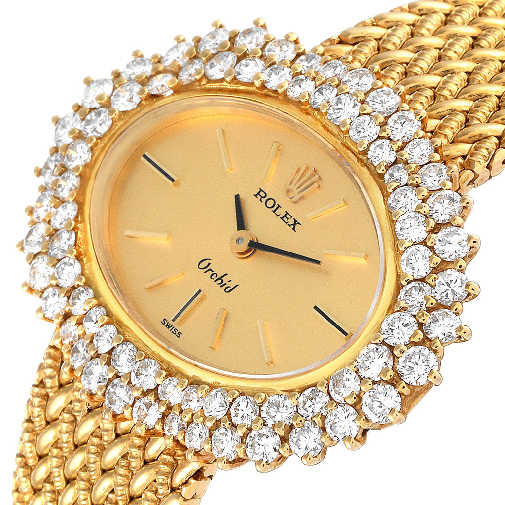 Rolex Cellini Orchid Yellow Gold Diamond Ladies Cocktail Watch 2674