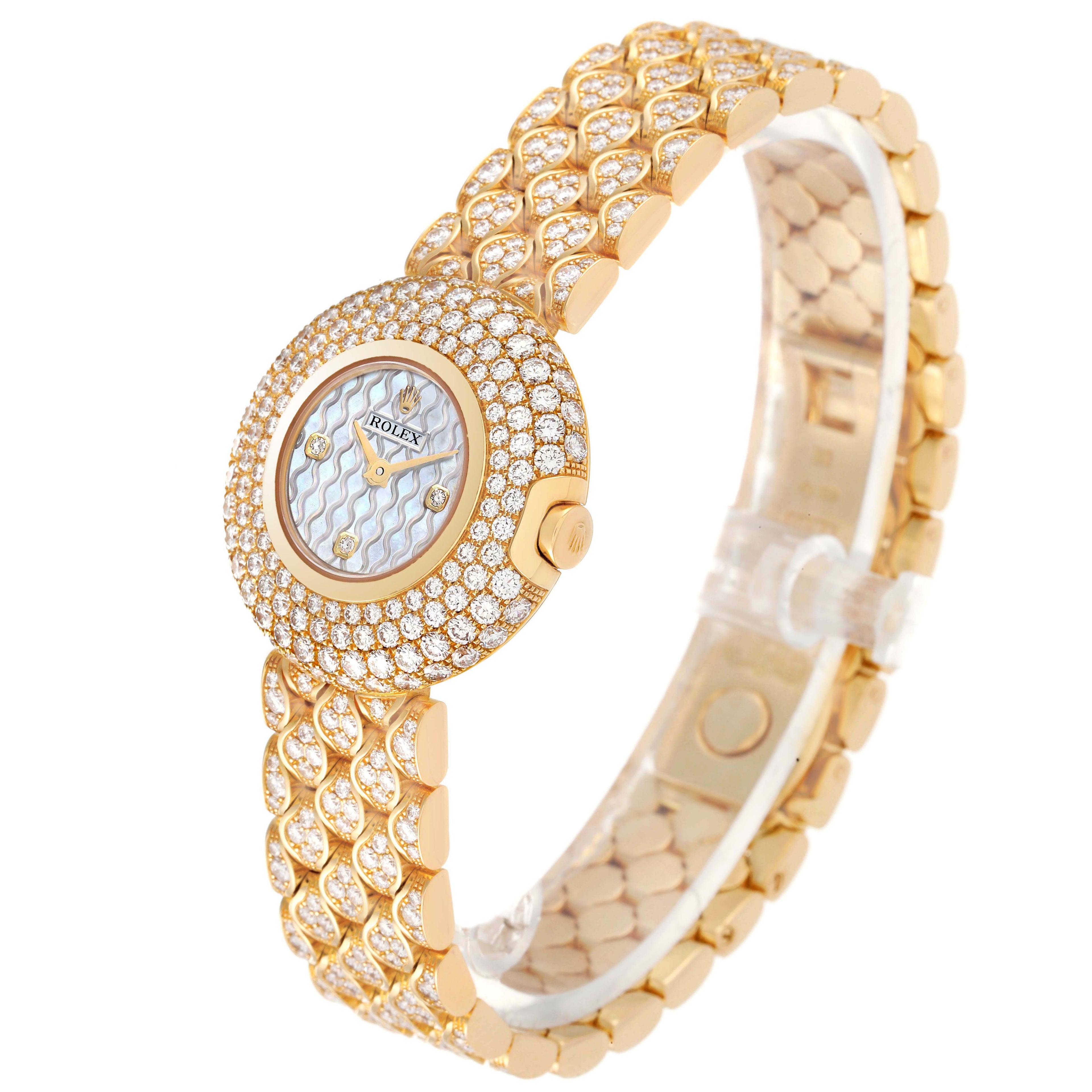 Rolex Cellini Orchid Yellow Gold Diamond Ladies Watch 6221 Box Card