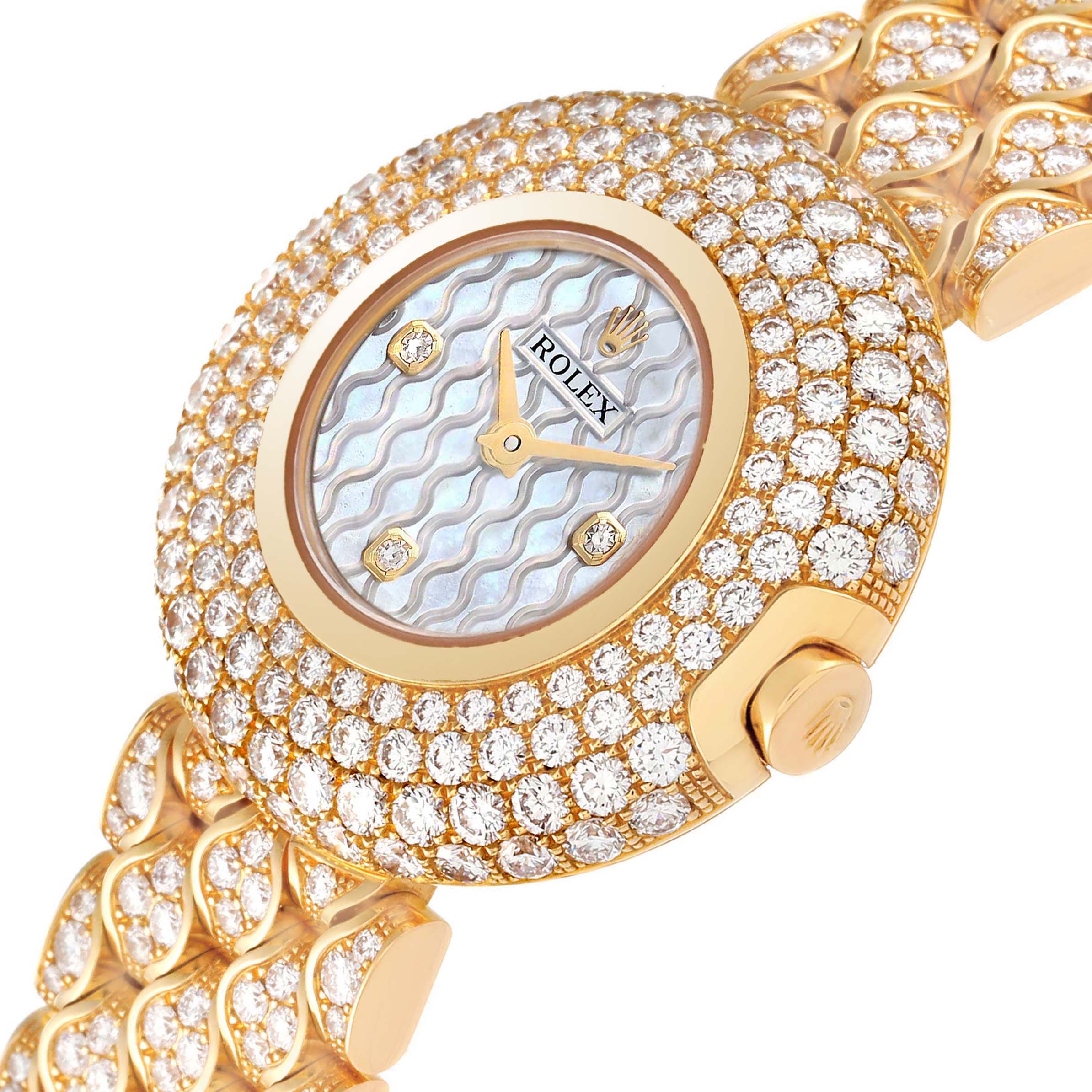 Rolex Cellini Orchid Yellow Gold Diamond Ladies Watch 6221 Box Card
