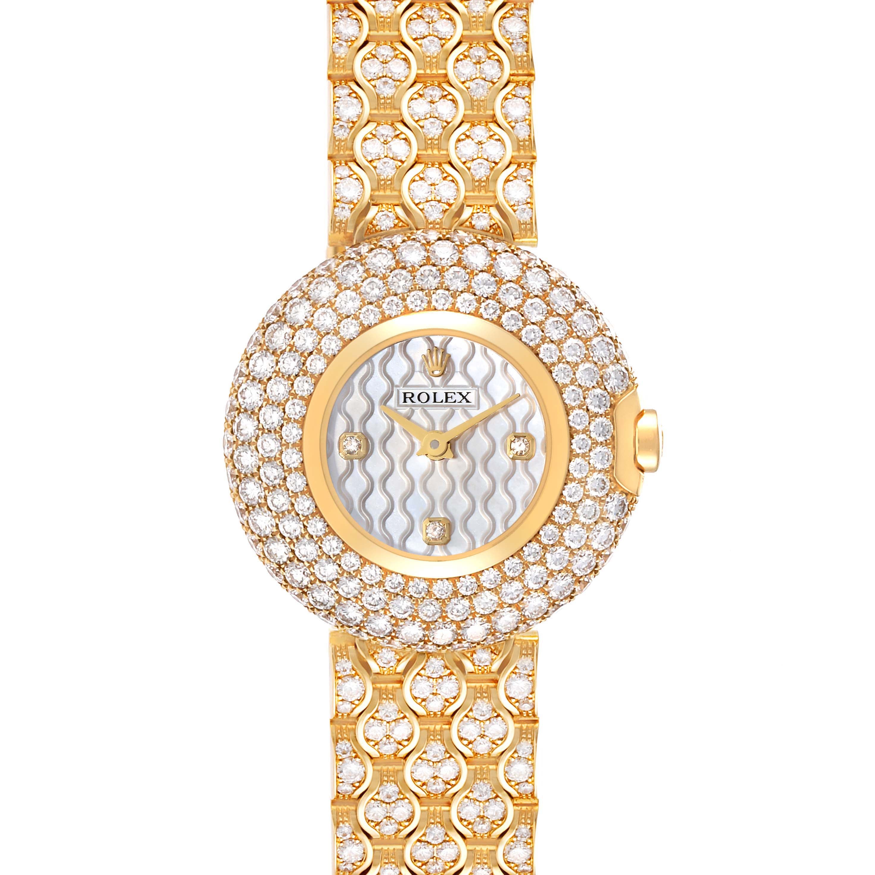 Rolex Cellini Orchid Yellow Gold Diamond Ladies Watch 6221 Box Card