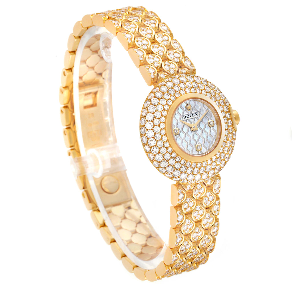 Rolex Cellini Orchid Yellow Gold Diamond Ladies Watch 6221 Box Card