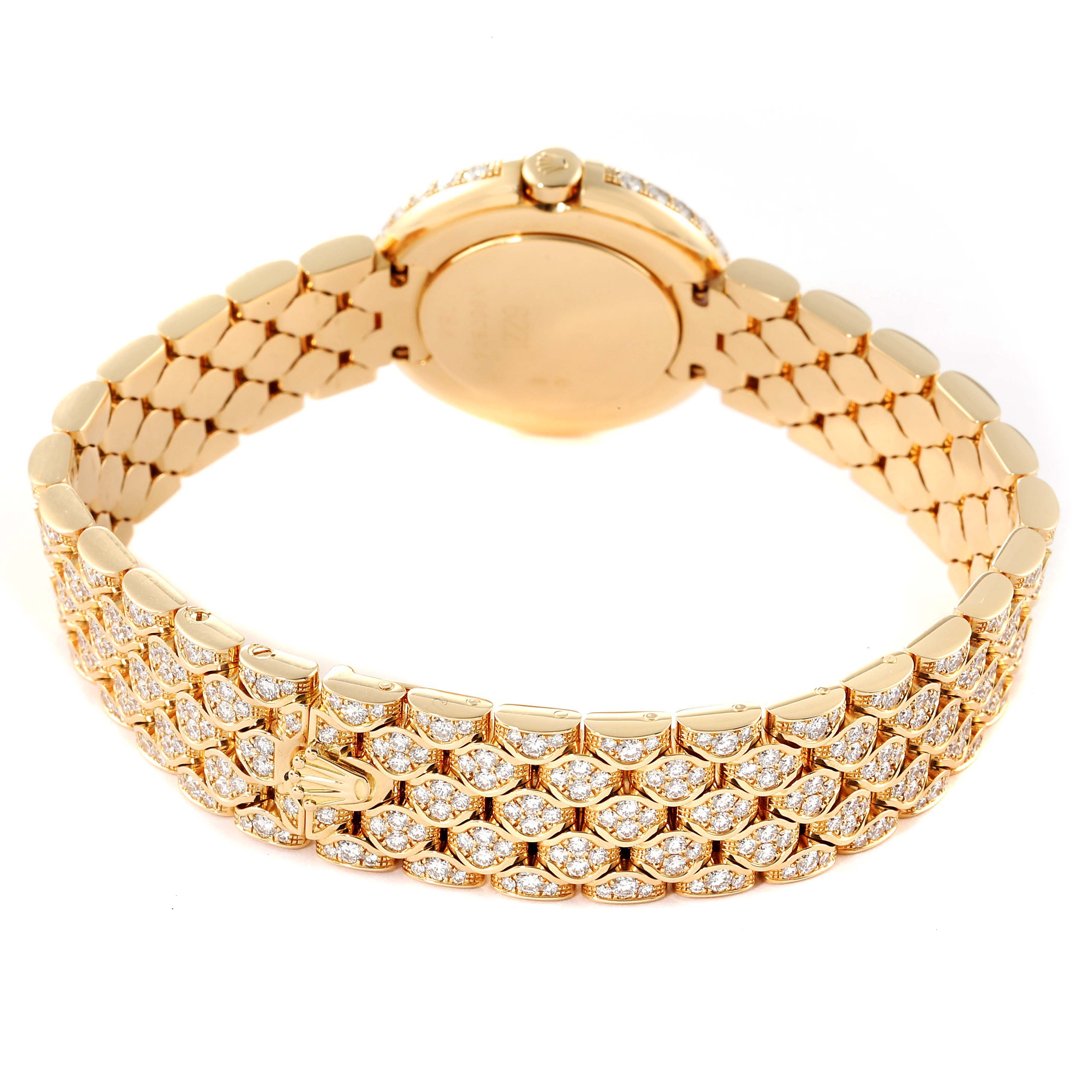 Rolex Cellini Orchid Yellow Gold Diamond Ladies Watch 6221 Box Card