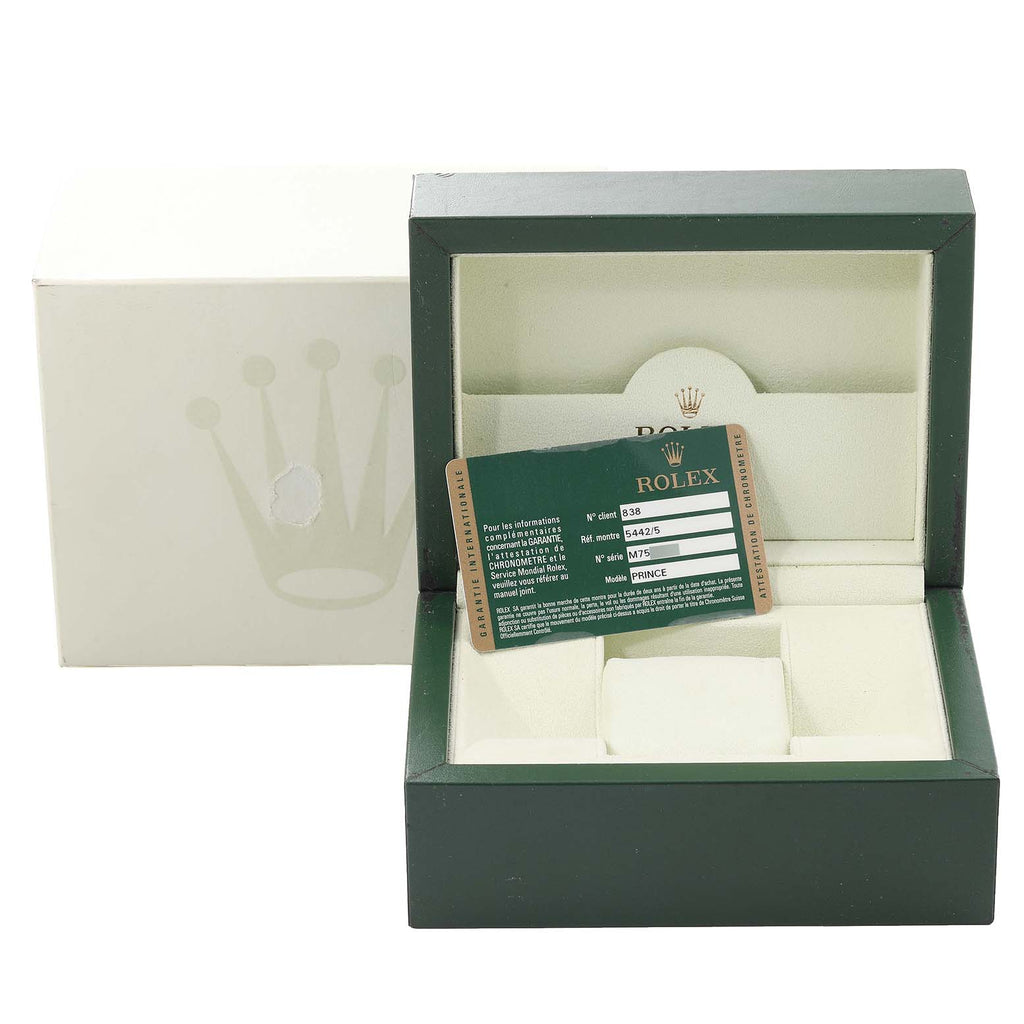 Rolex Cellini Prince 18K Rose Gold Black Dial Mens Watch 5442 Box Card