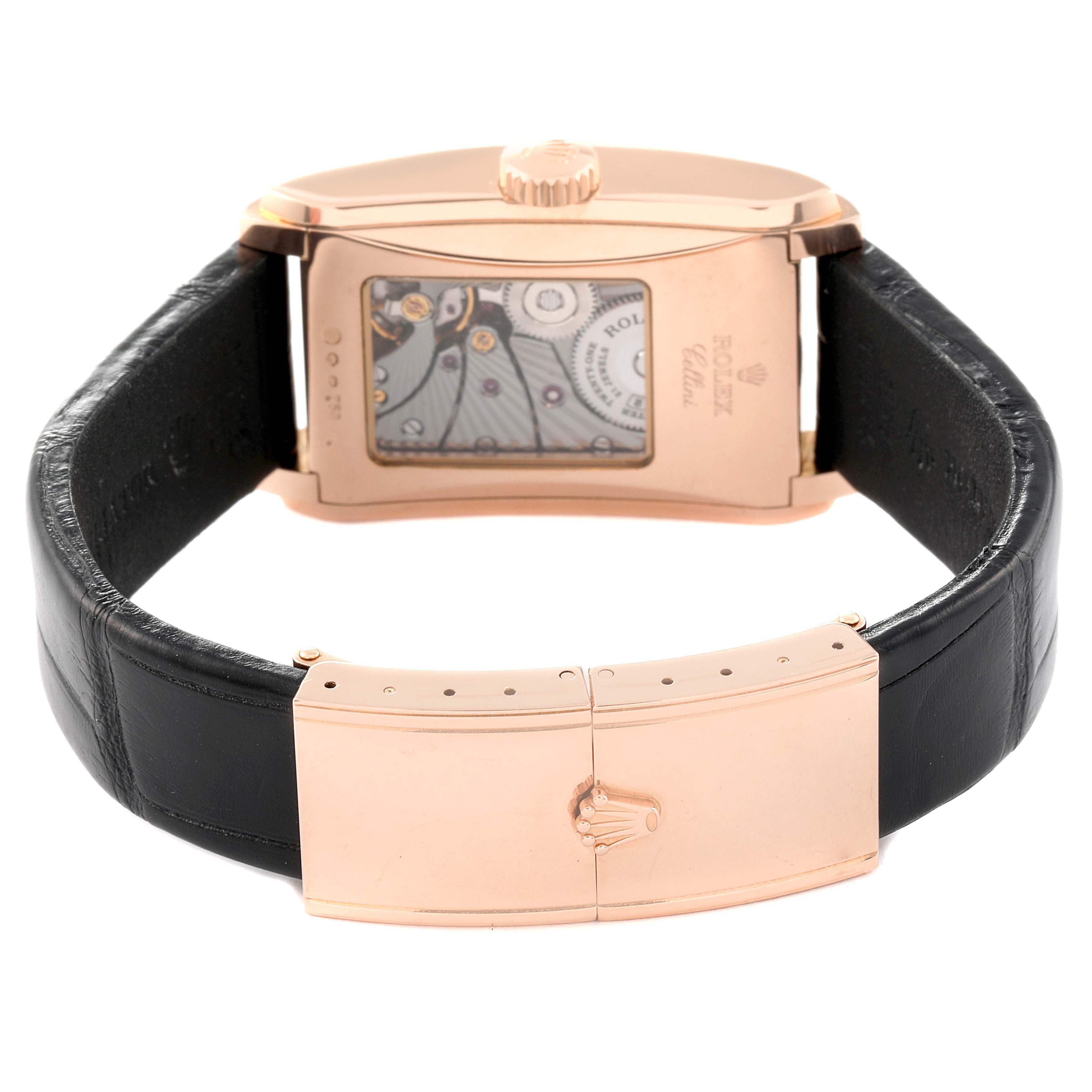 Rolex Cellini Prince 18K Rose Gold Black Dial Mens Watch 5442 Box Card