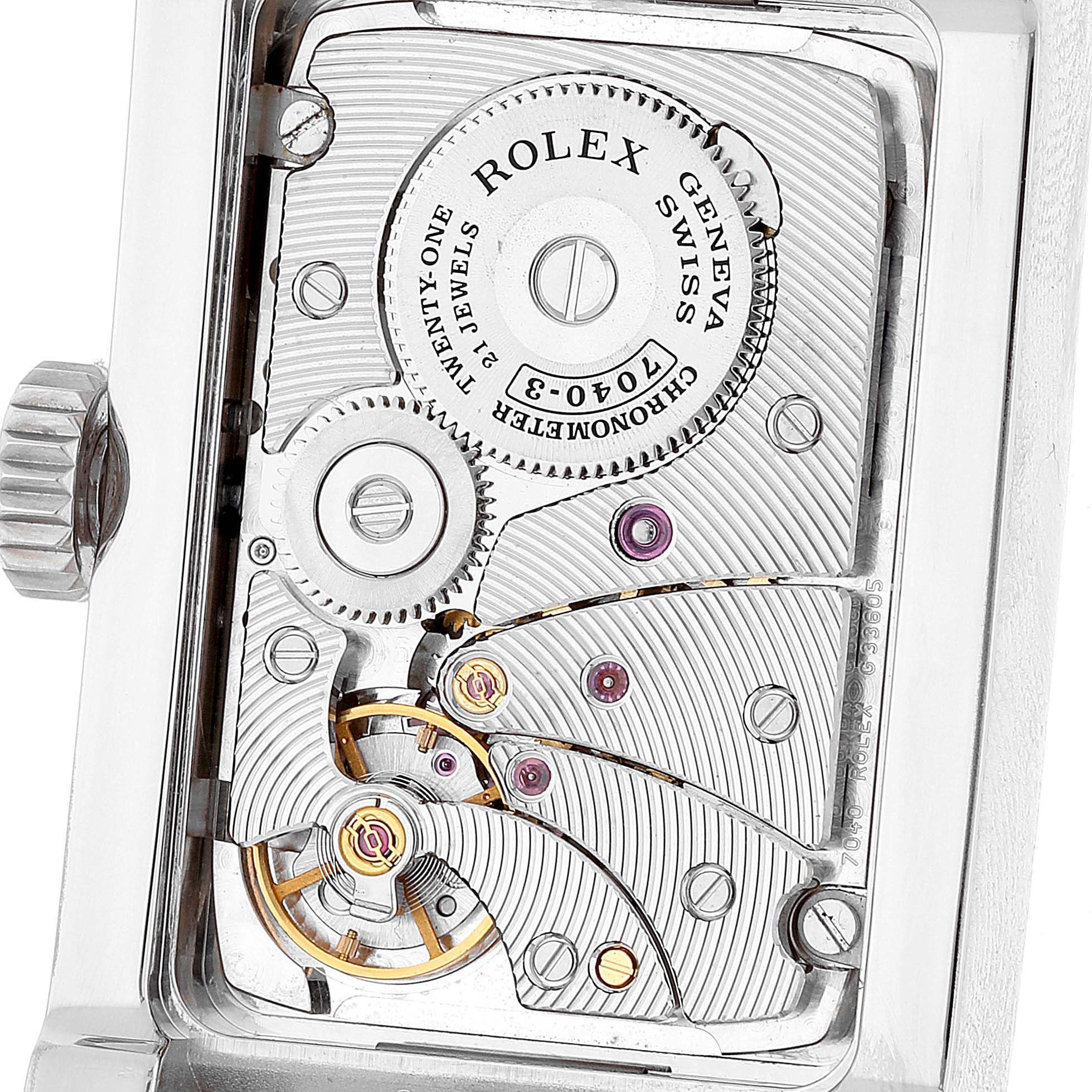 Rolex Cellini Prince 18k White Gold Silver Diamond Dial Mens Watch 5441
