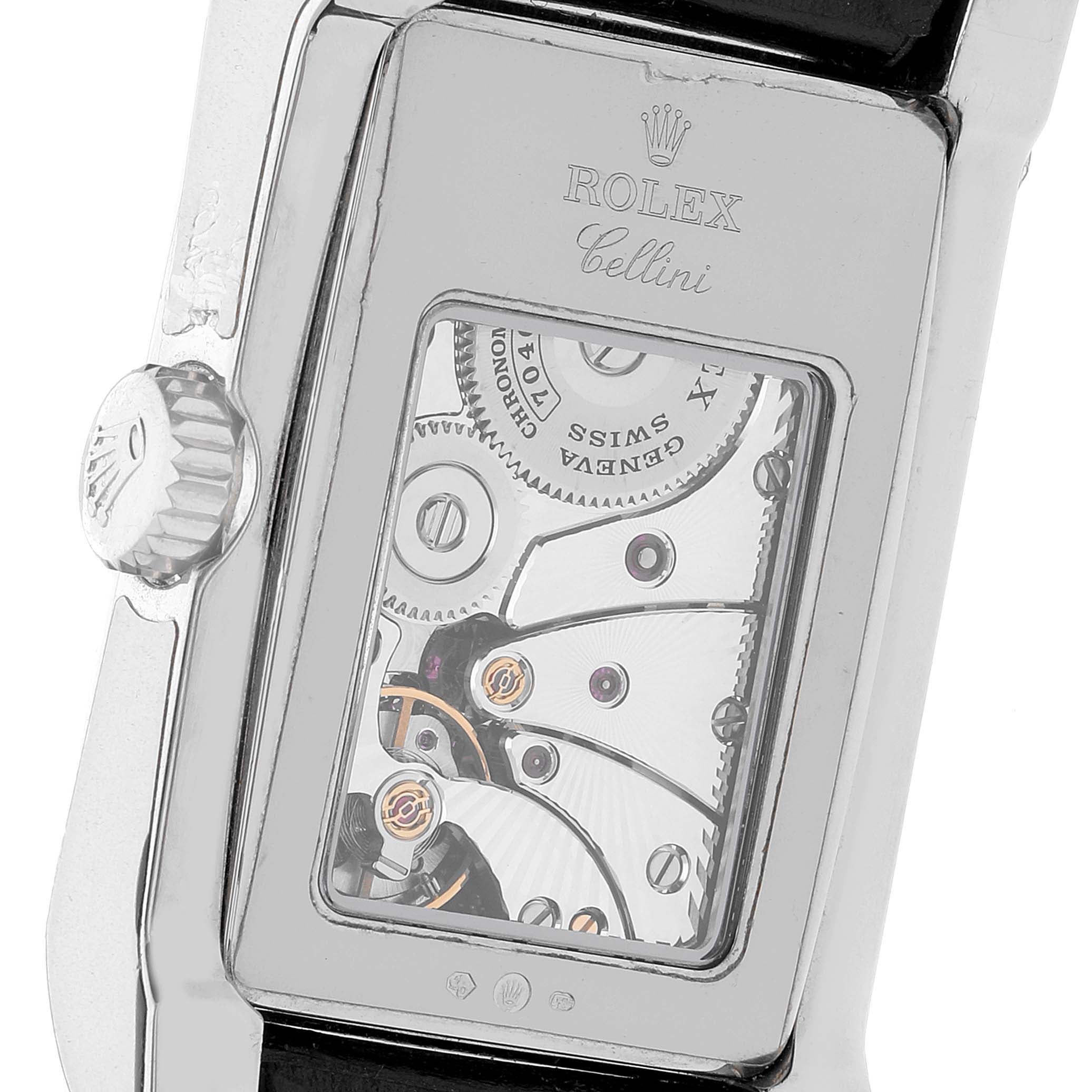 Rolex Cellini Prince Black Dial 18K White Gold Mens Watch 5443 Box Card NOS