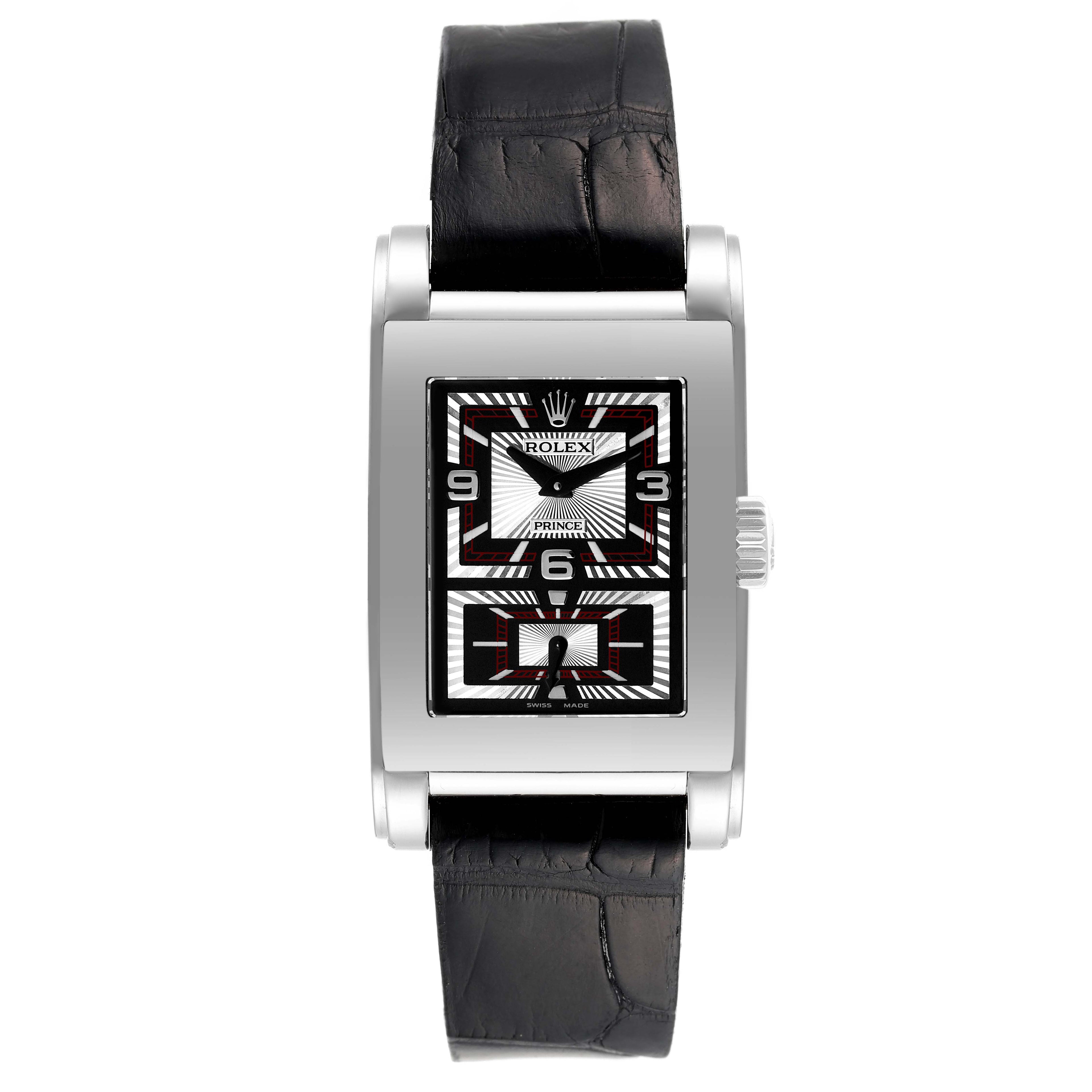 Rolex Cellini Prince Black Dial 18K White Gold Mens Watch 5443 Box Service Card