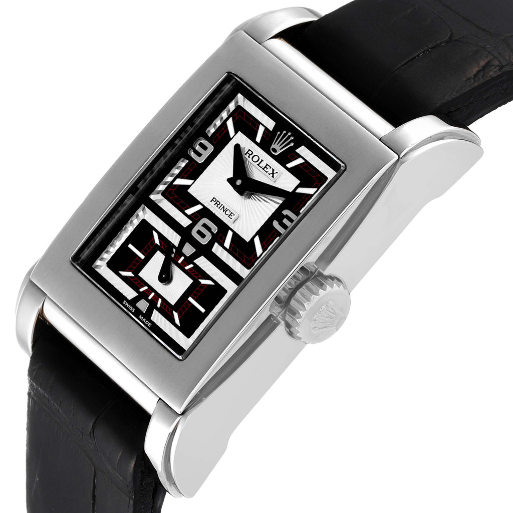Rolex Cellini Prince Black Dial 18K White Gold Mens Watch 5443 Box Service Card