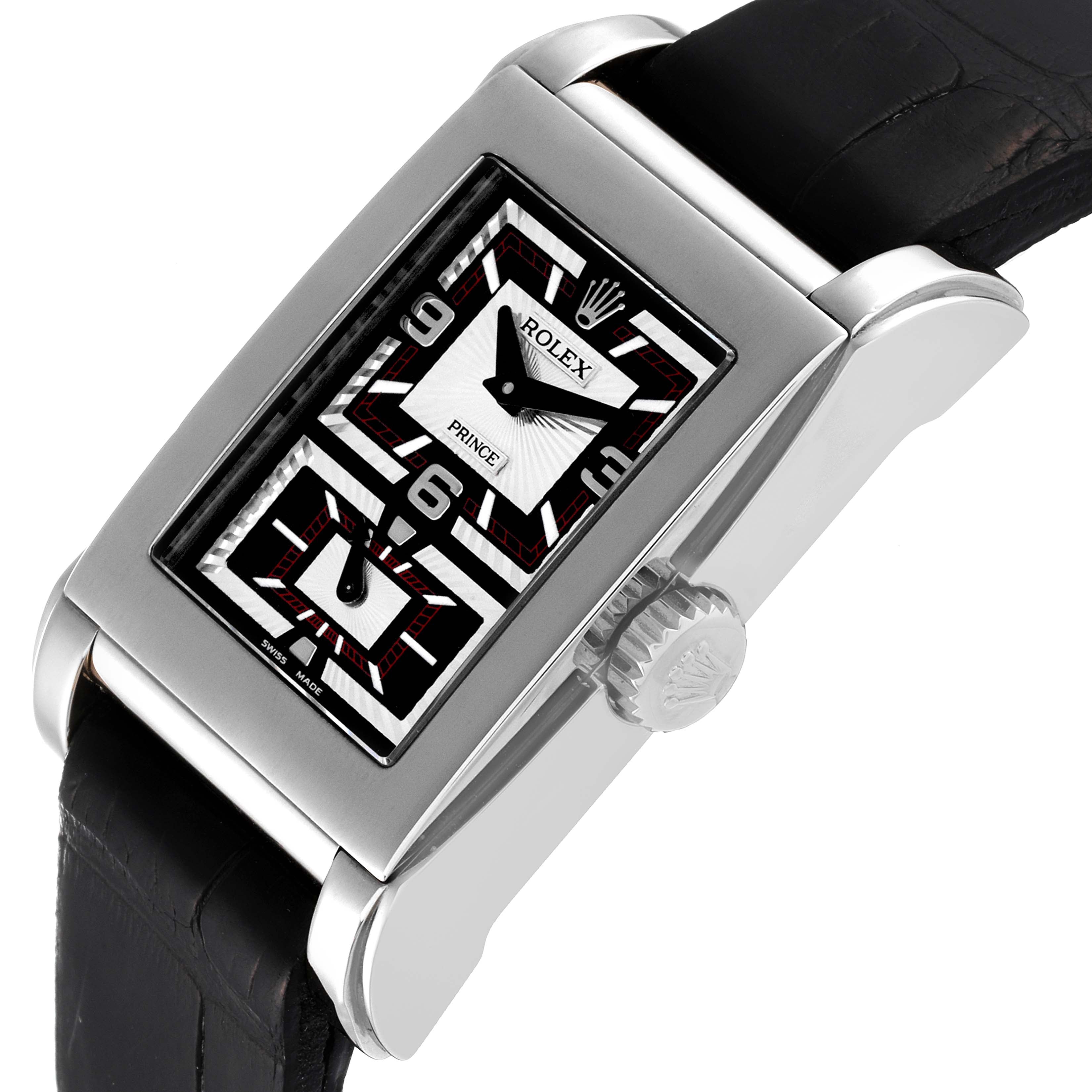 Rolex Cellini Prince Black Dial 18K White Gold Mens Watch 5443 Box Service Card